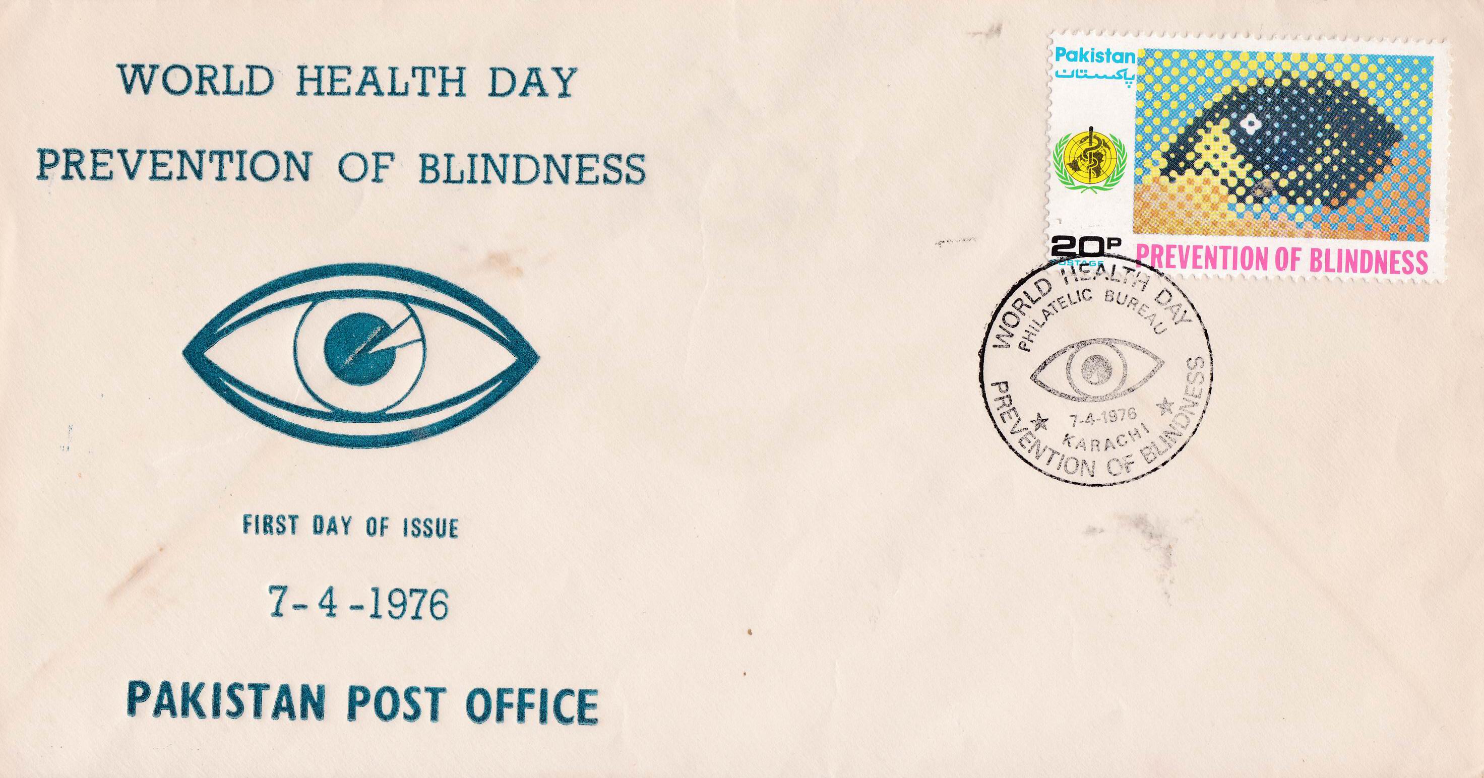 (image for) Pakistan Fdc 1976 Brochure & Stamp Prevention of Blindness
