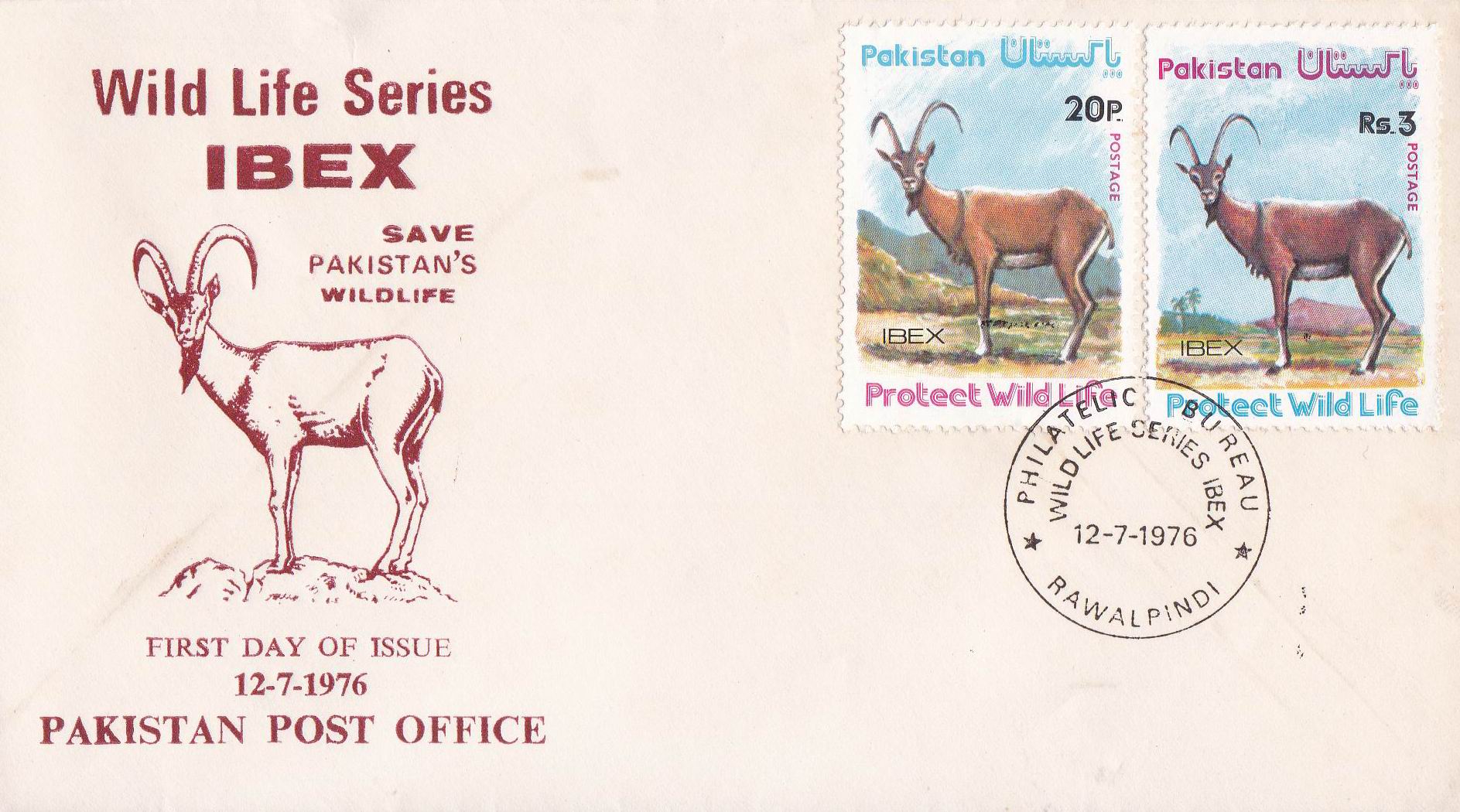 (image for) Pakistan Fdc 1976 Brochure & Stamp Wildlife Series Ibex