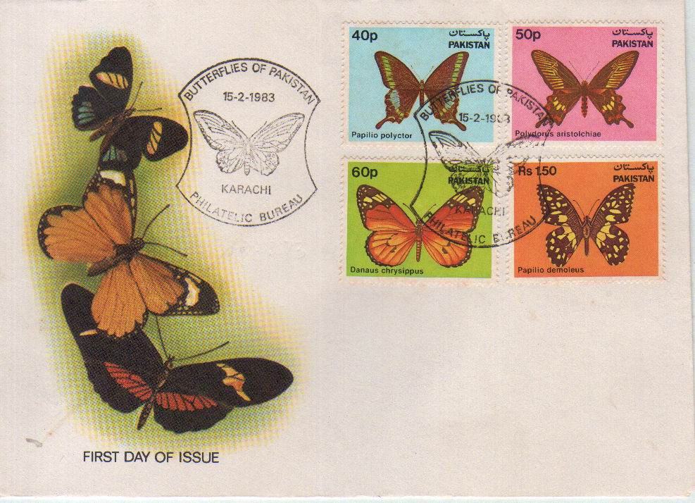 Pakistan Fdc 1983 Brochure & Stamps Butterflies - Click Image to Close