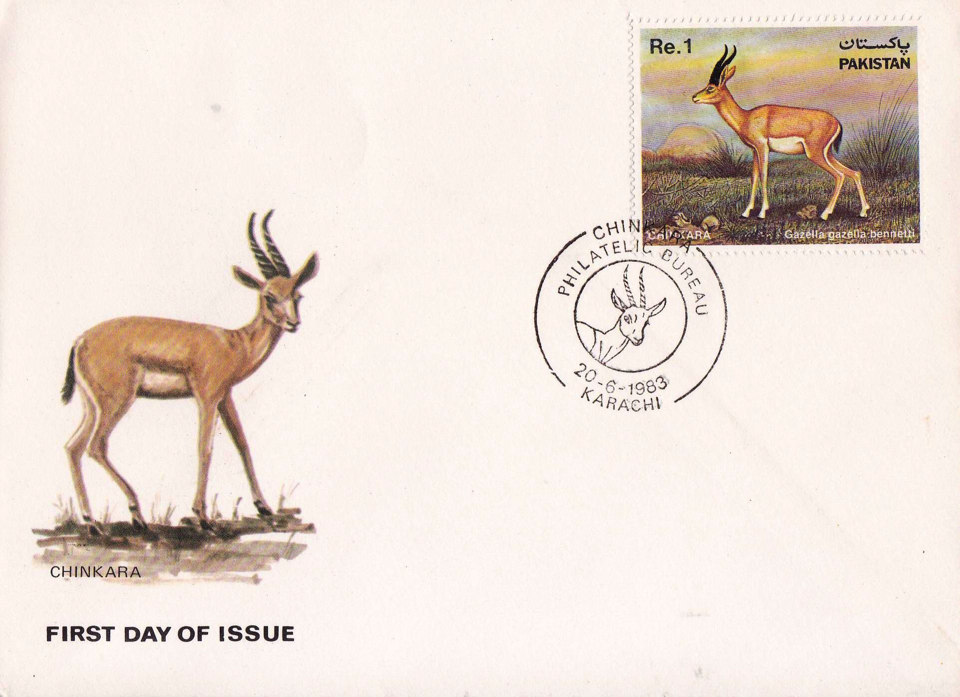 Pakistan Fdc 1983 Brochure & Stamp Chinkara Gazelle - Click Image to Close