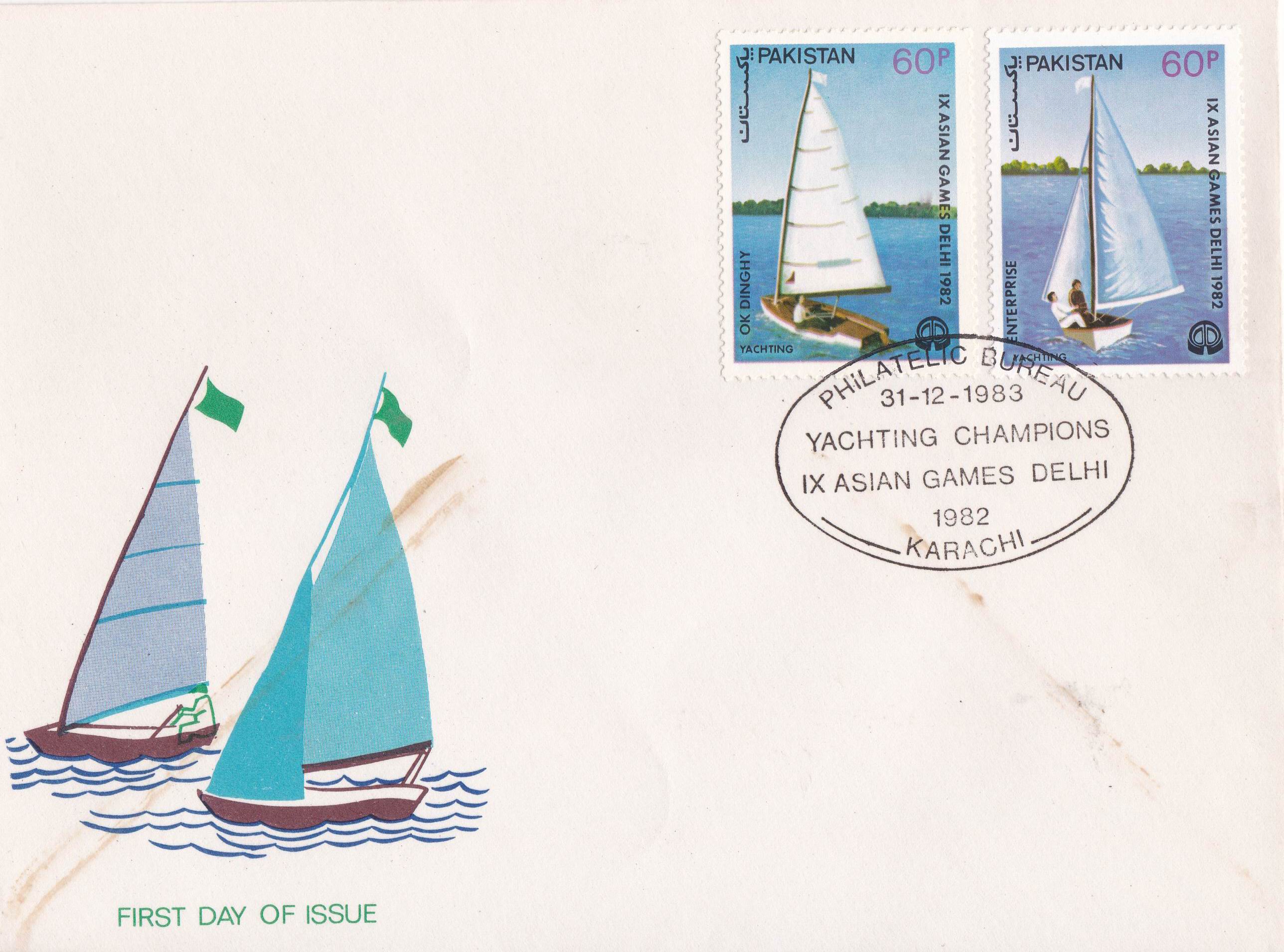 Pakistan Fdc 1983 Brochure & Stamps Asian Yachting Champions - Click Image to Close