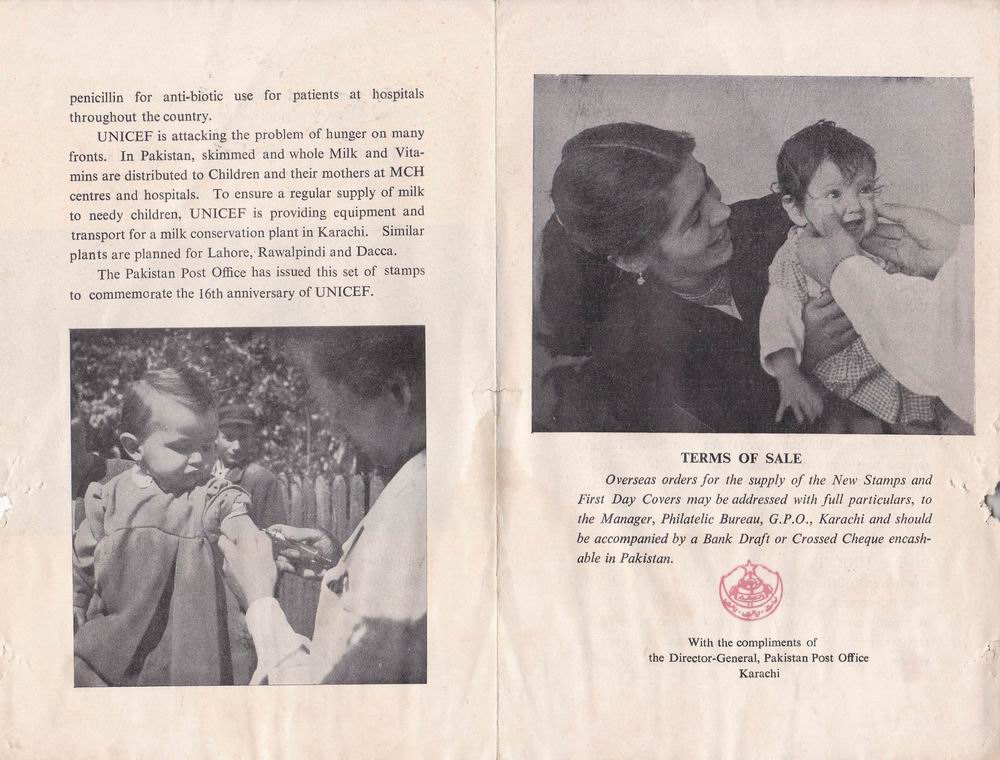 (image for) Pakistan Fdc 1962 Brochure & Stamps Unicef