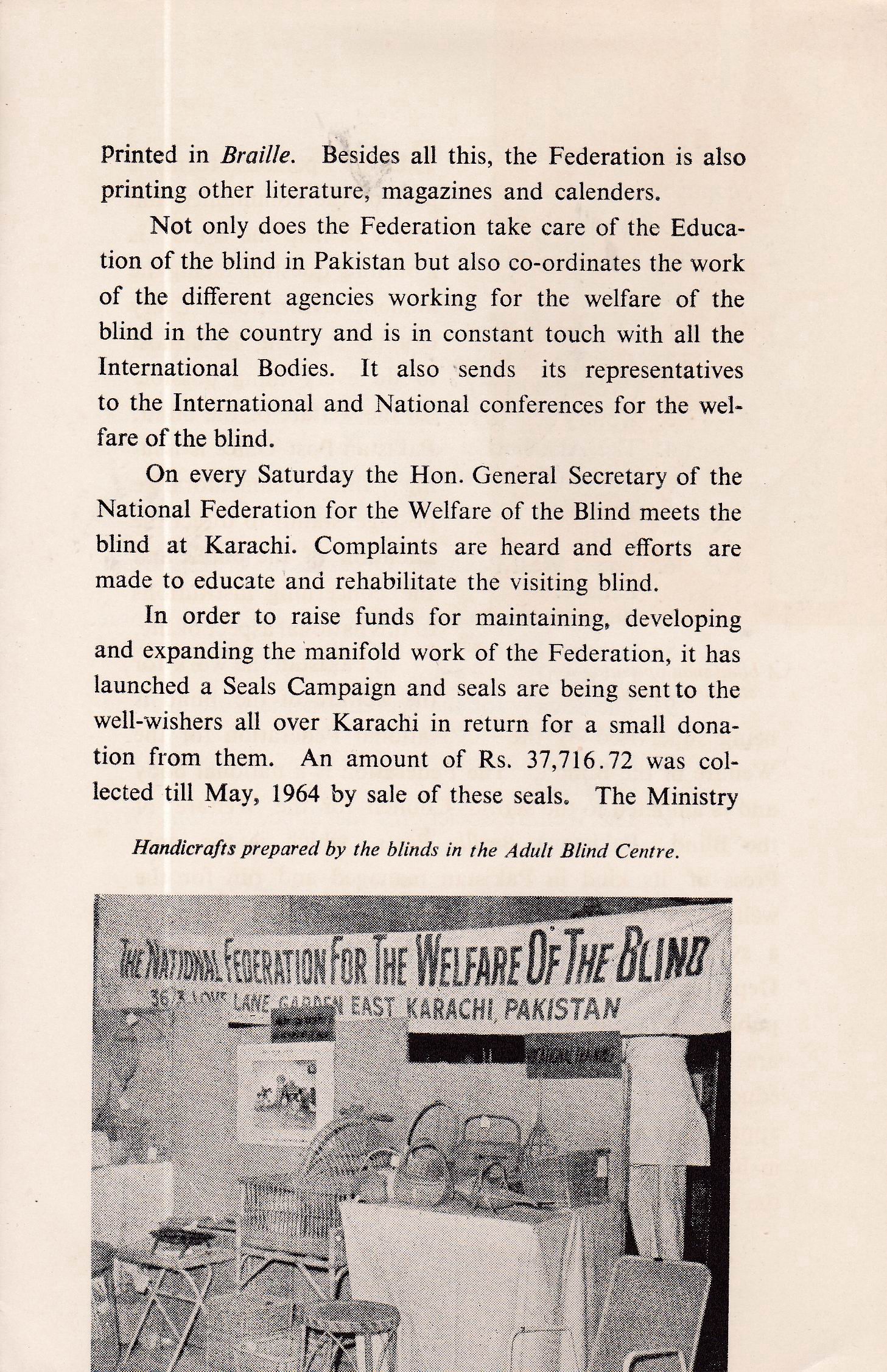 Pakistan Fdc 1965 Brochure & Stamp Help the Blind - Click Image to Close