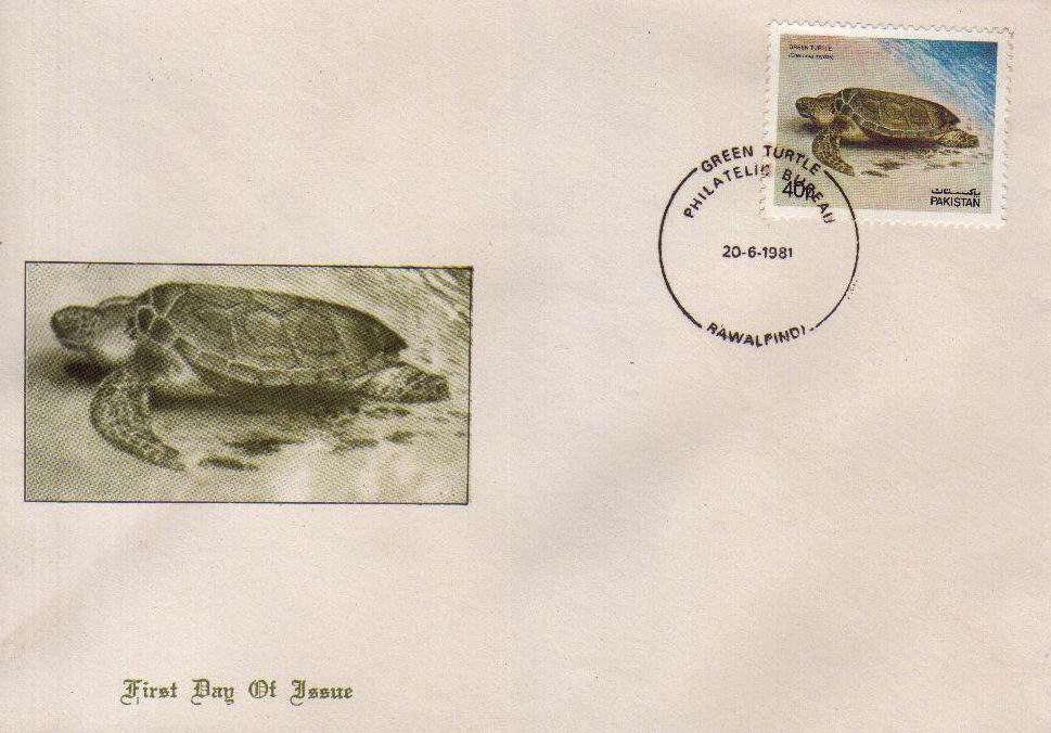 (image for) Pakistan Fdc 1981 Brochure & Stamp Green Turtle