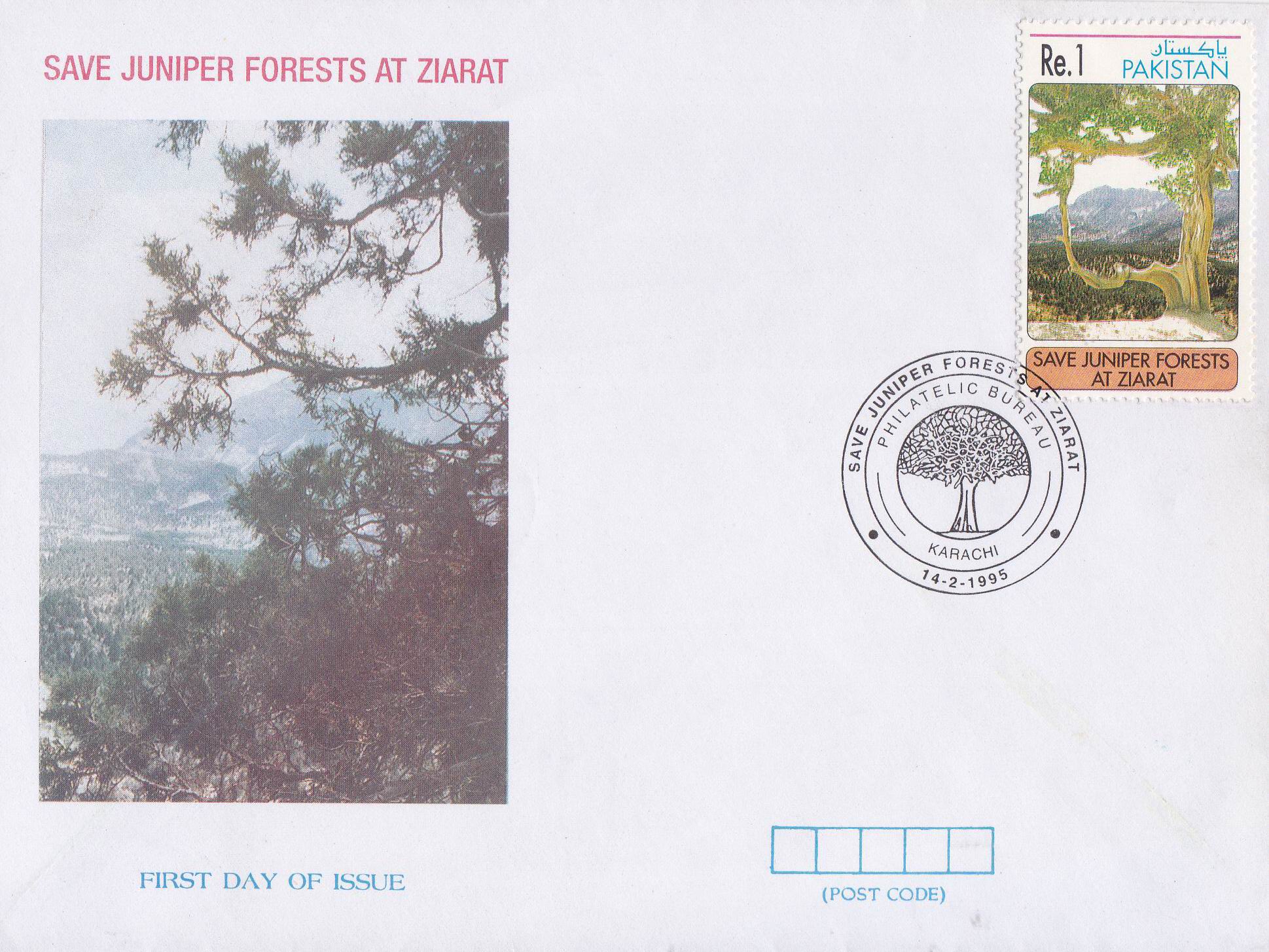 (image for) Pakistan Fdc 1995 Brochure & Stamp Juniper Forests At Ziarat