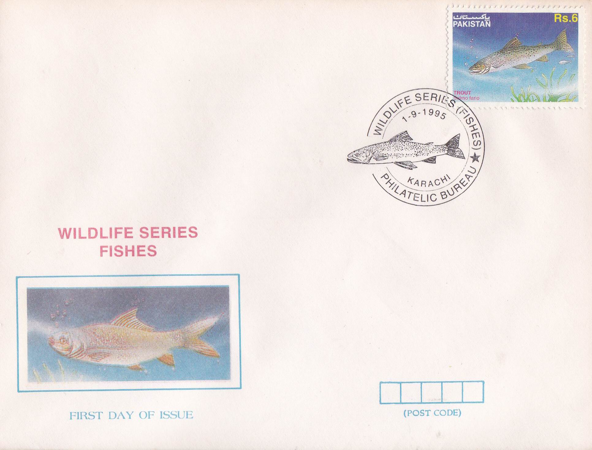 (image for) Pakistan Fdc 1995 Brochure Stamps Wildlife Series Fishes