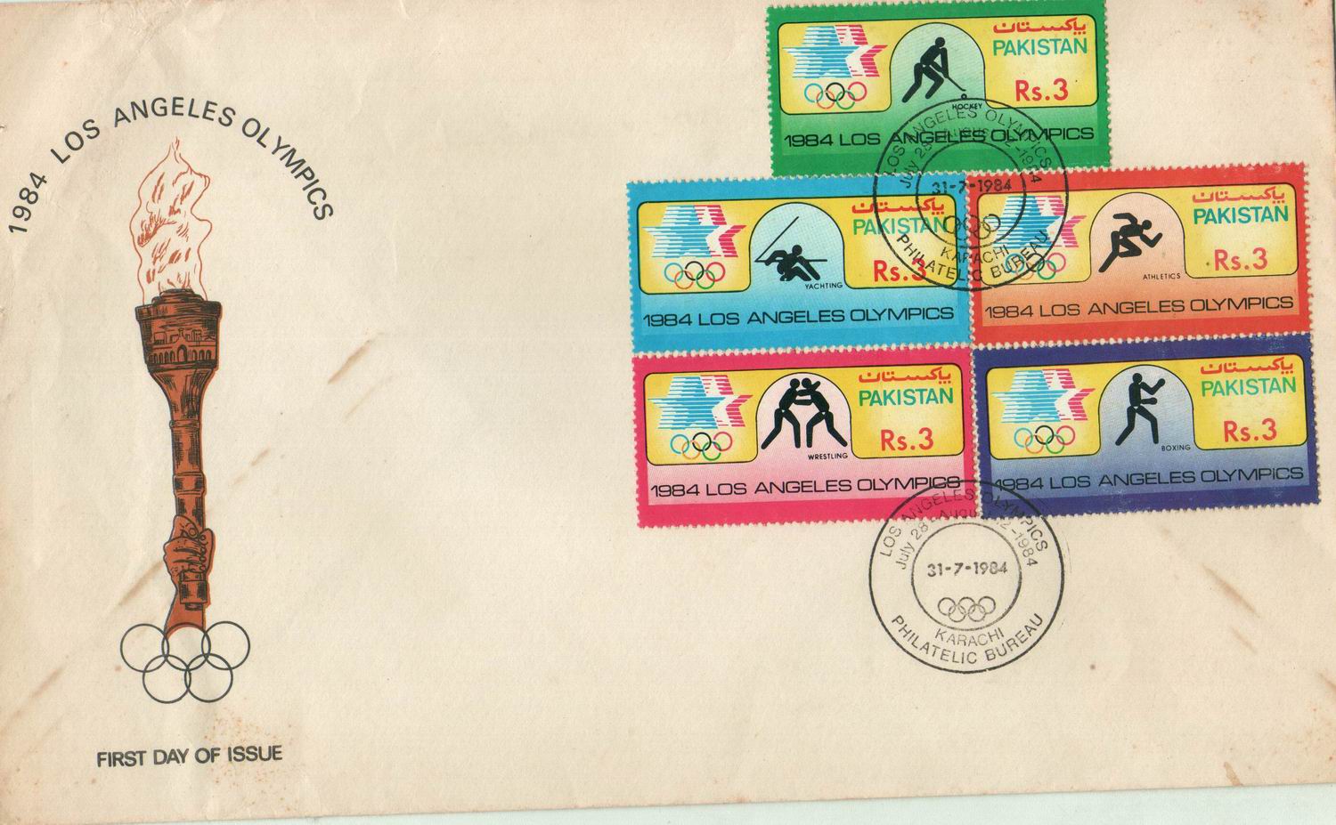 Pakistan Fdc 1984 Brochure & Stamps Los Angeles Olympics - Click Image to Close