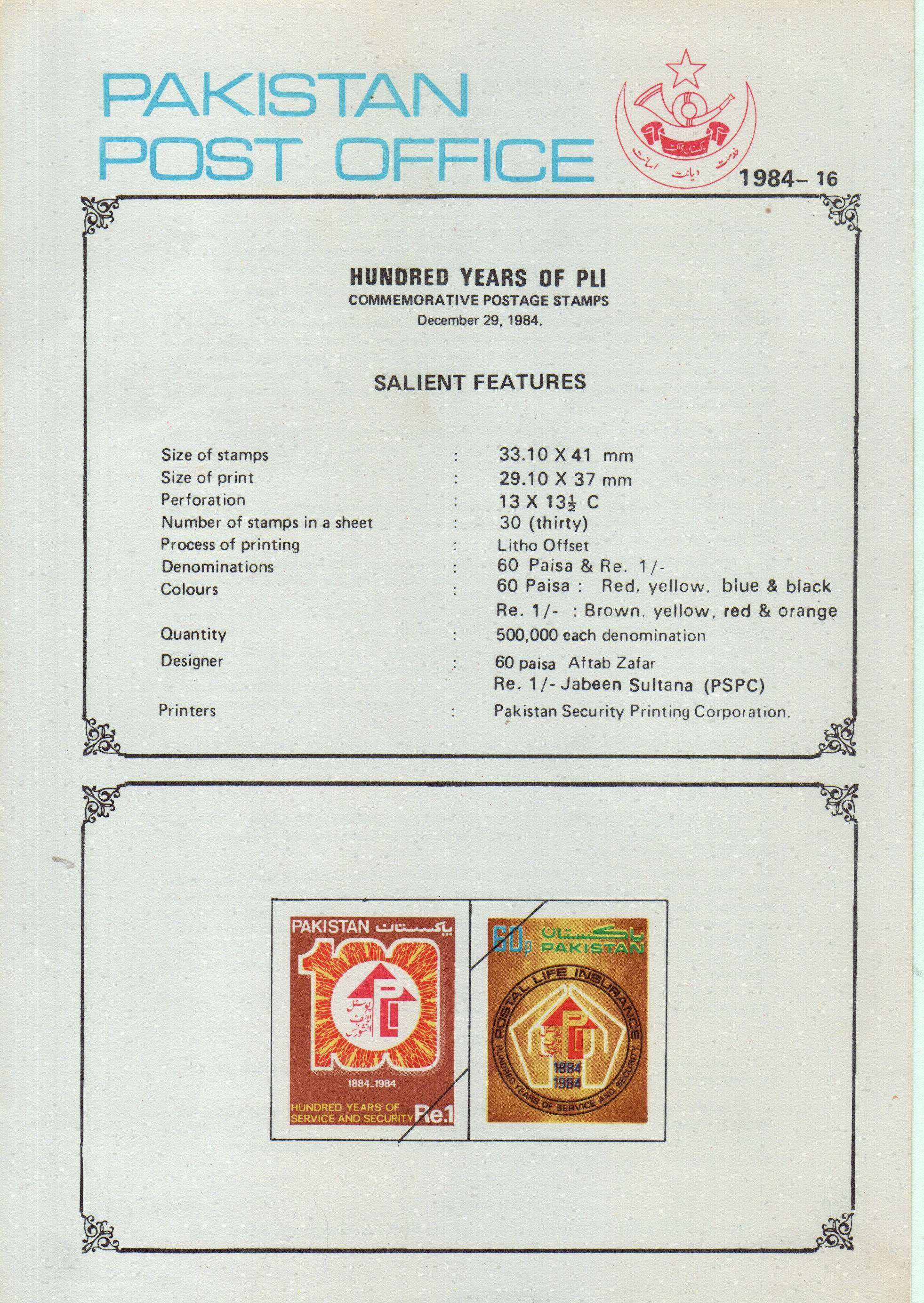 Pakistan Fdc 1980 Brochure & Stamps Postal Life Insurance