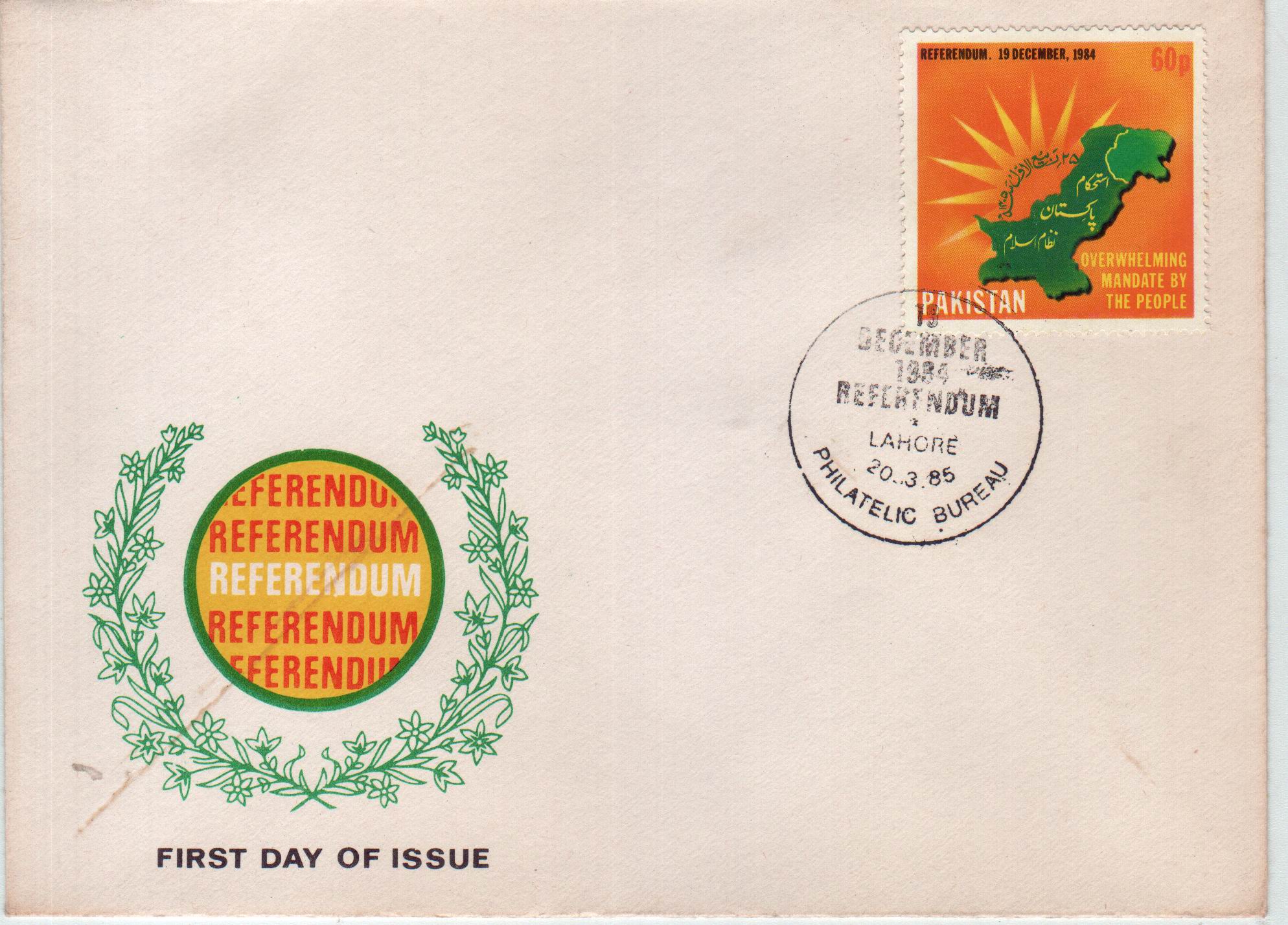Pakistan Fdc 1985 Brochure & Stamp Referendum 1985 - Click Image to Close