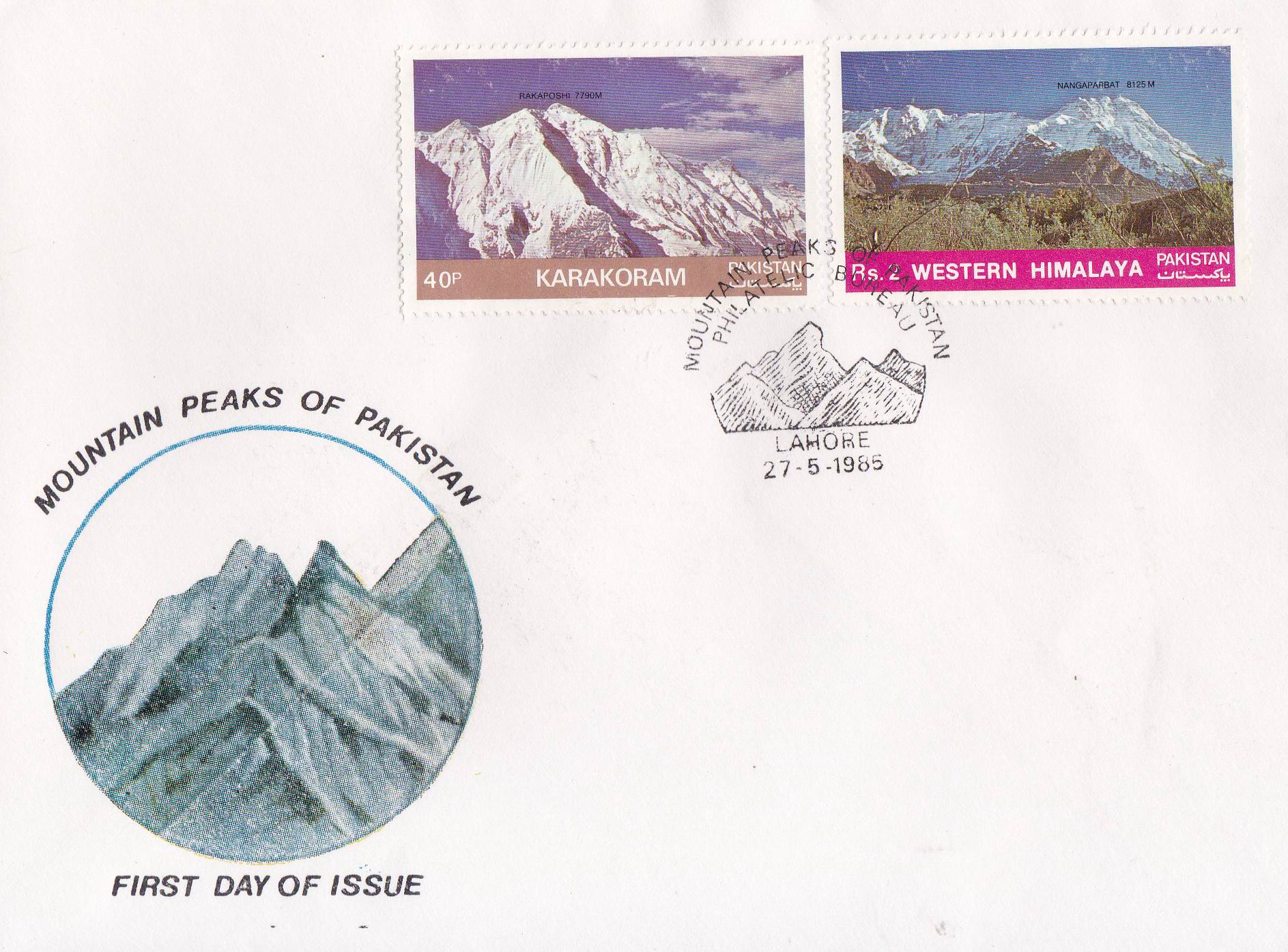 (image for) Pakistan Fdc 1985 Brochure & Stamps Rakaposhi & Nanga Parbat