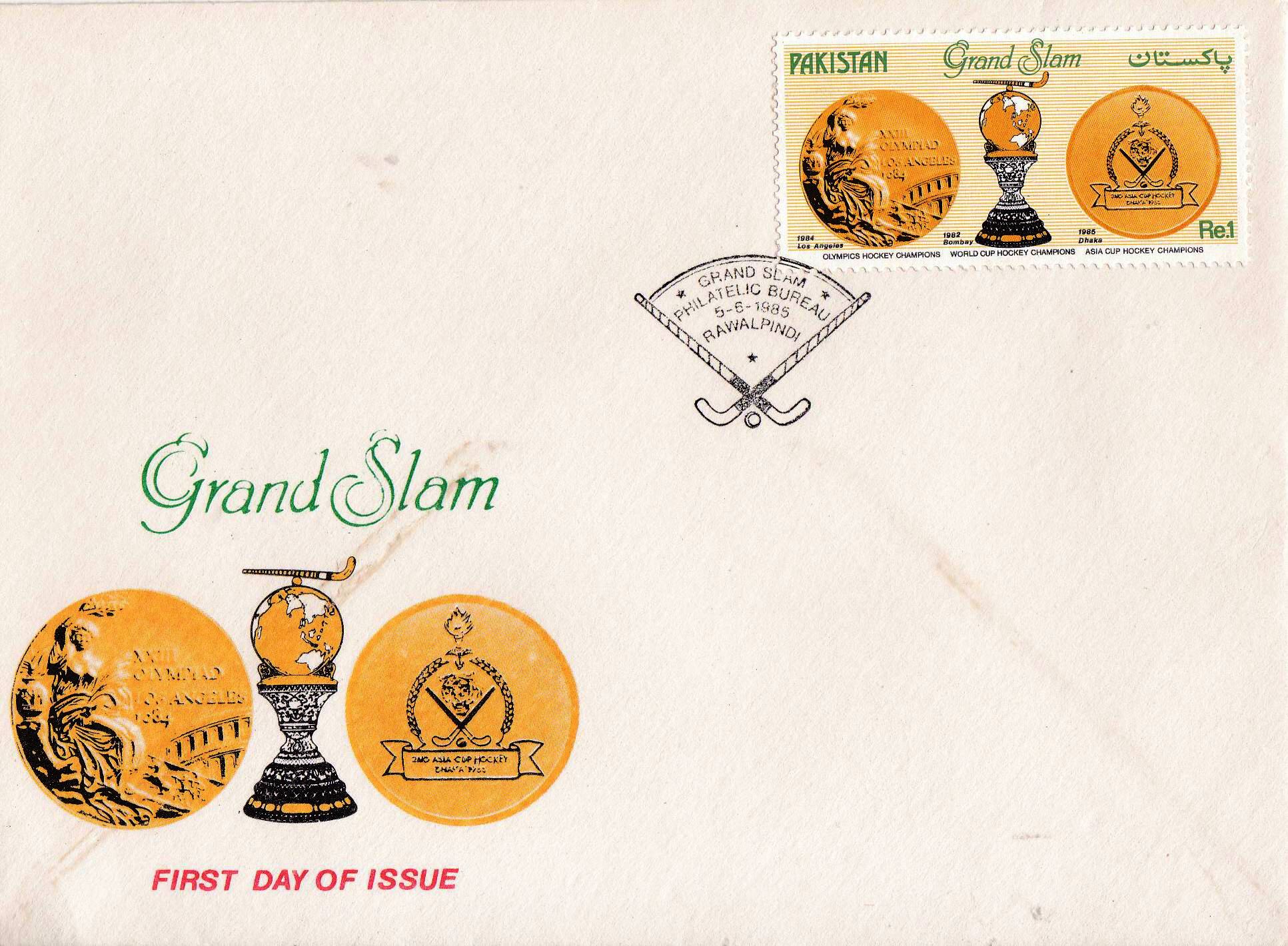 Pakistan Fdc 1985 Brochure & Stamp Grand Slam Hockey - Click Image to Close
