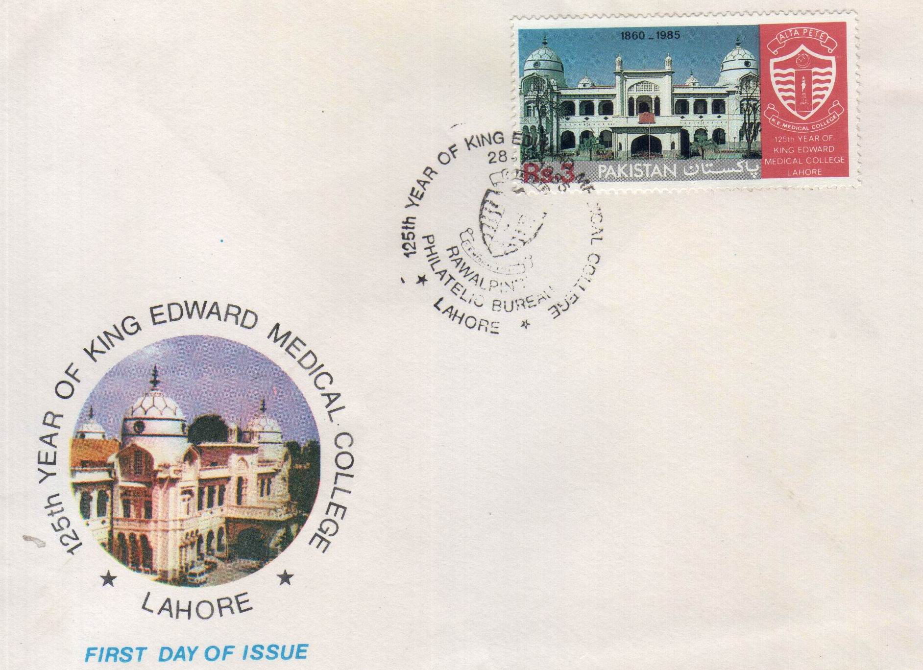 Pakistan Fdc 1985 Brochure & Stamp King Edward Medical College - Click Image to Close