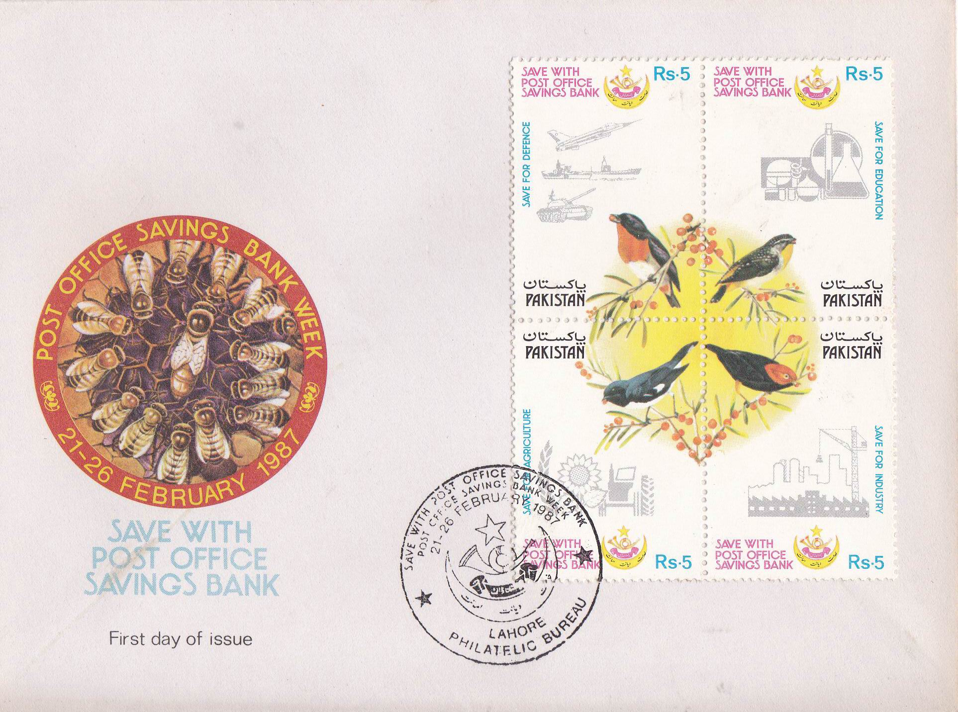(image for) Pakistan Fdc 1987 Brochure & Stamp Post Office Saving Bank Birds