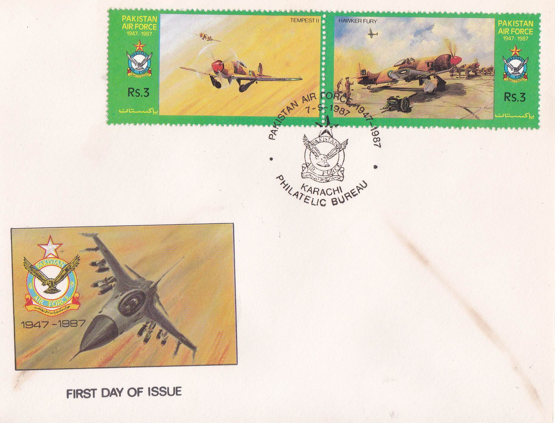 (image for) Pakistan Fdc 1987 Brochure & Stamps Pakistan Air Force F-16