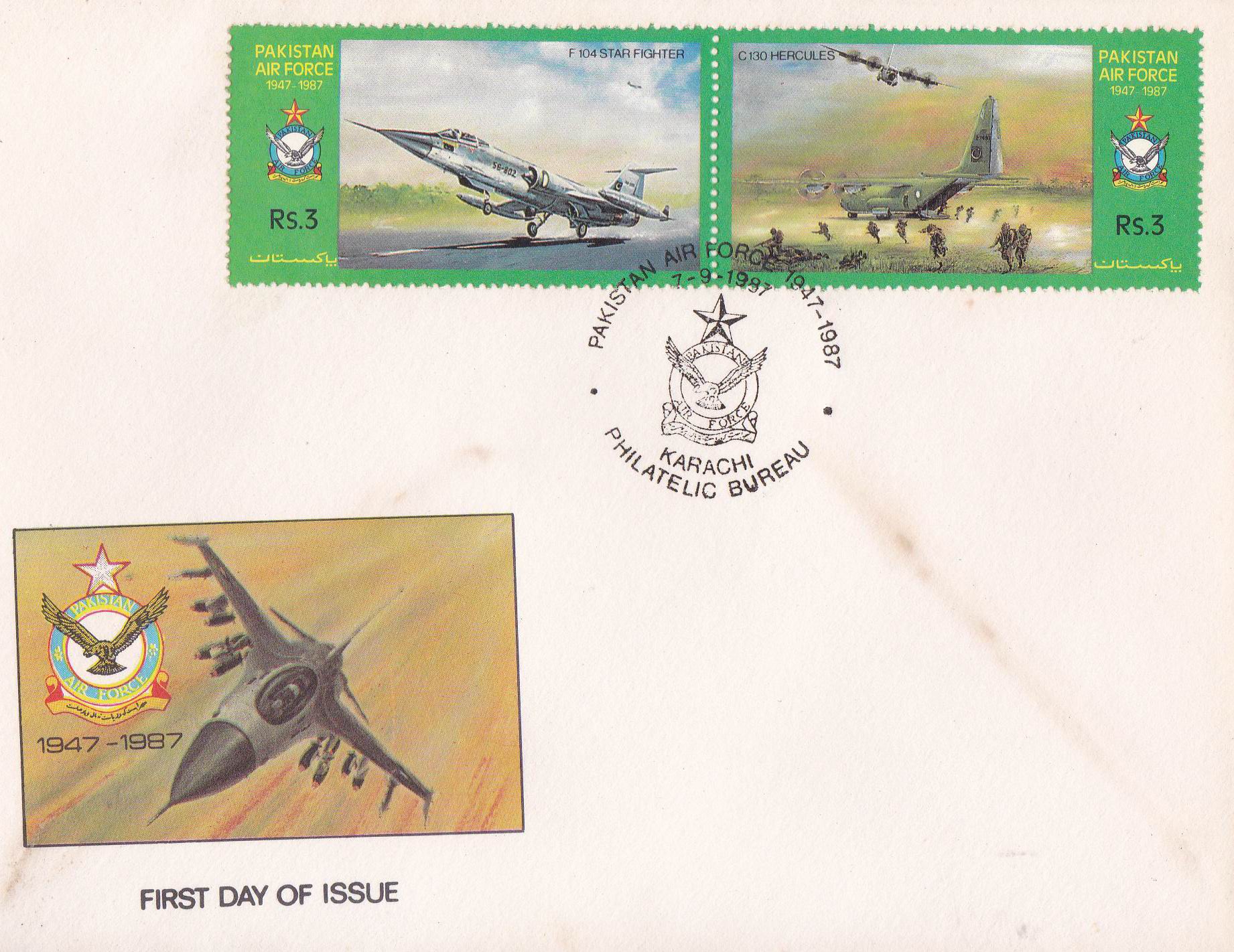 (image for) Pakistan Fdc 1987 Brochure & Stamps Pakistan Air Force F-16