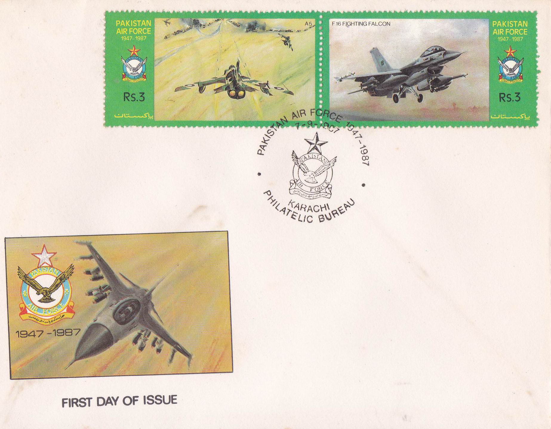 (image for) Pakistan Fdc 1987 Brochure & Stamps Pakistan Air Force F-16