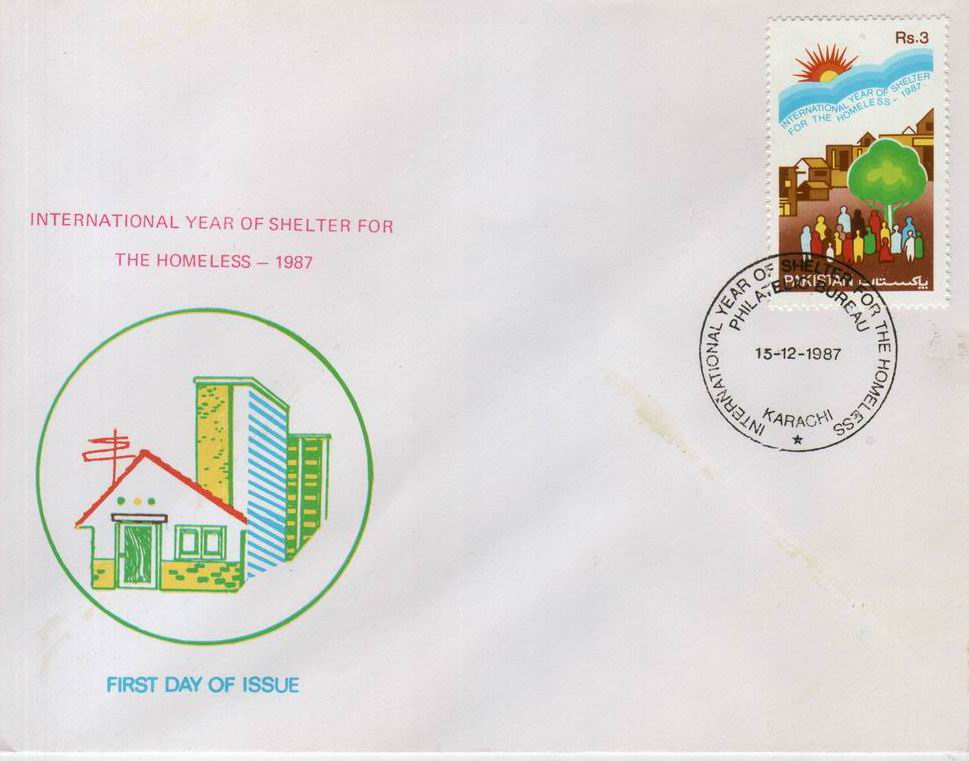 (image for) Pakistan Fdc 1987 Brochure & Stamp International Year Of Shelter