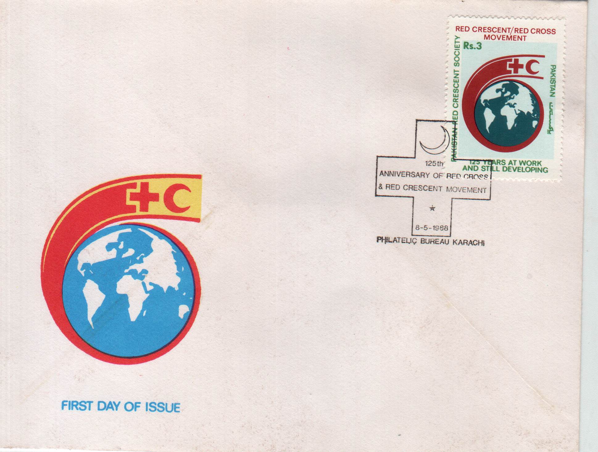 (image for) Pakistan Fdc 1988 Brochure & Stamp Red Cross & Red Crescent