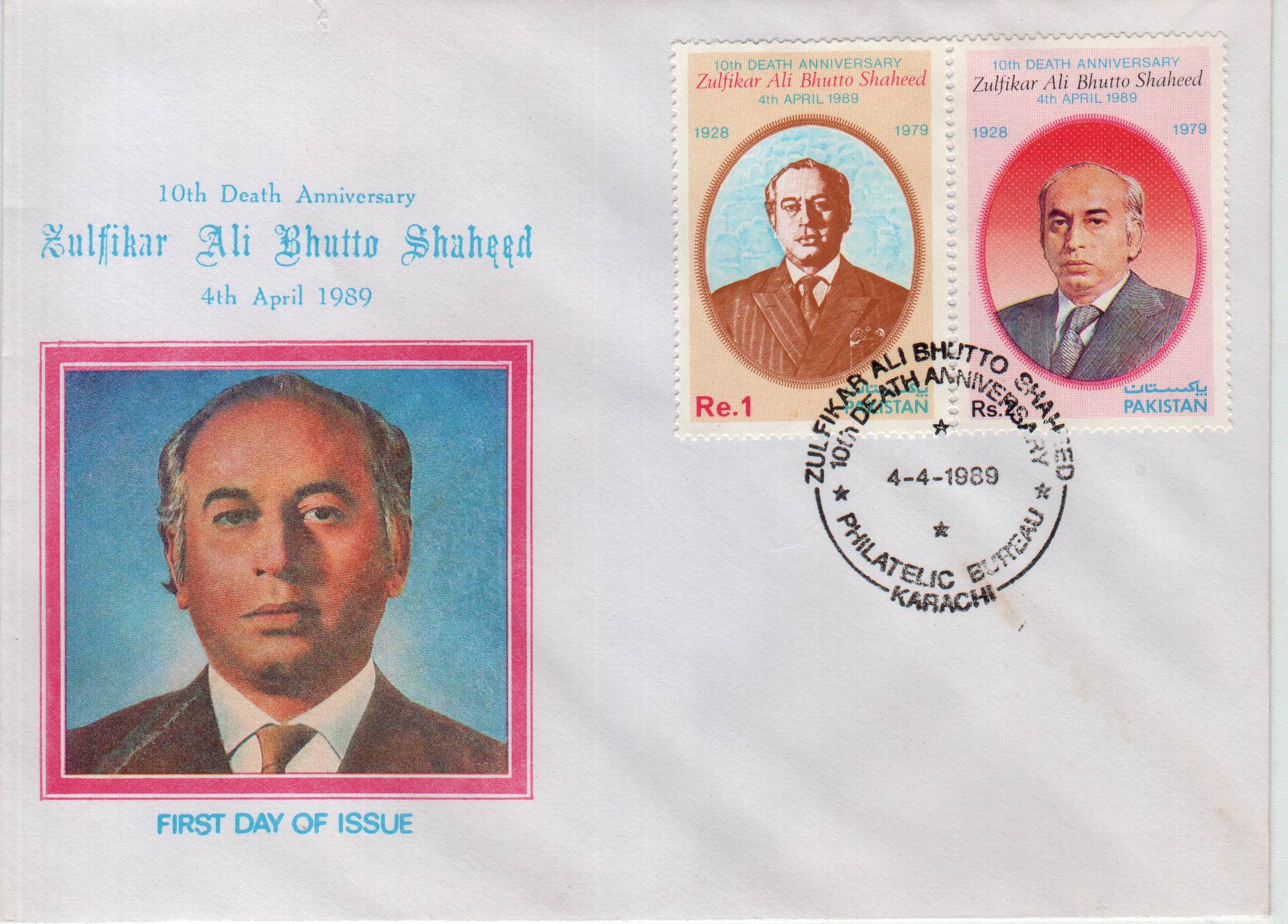 (image for) Pakistan Fdc 1989 Brochure & Stamps Zulfiqar Ali Bhutto