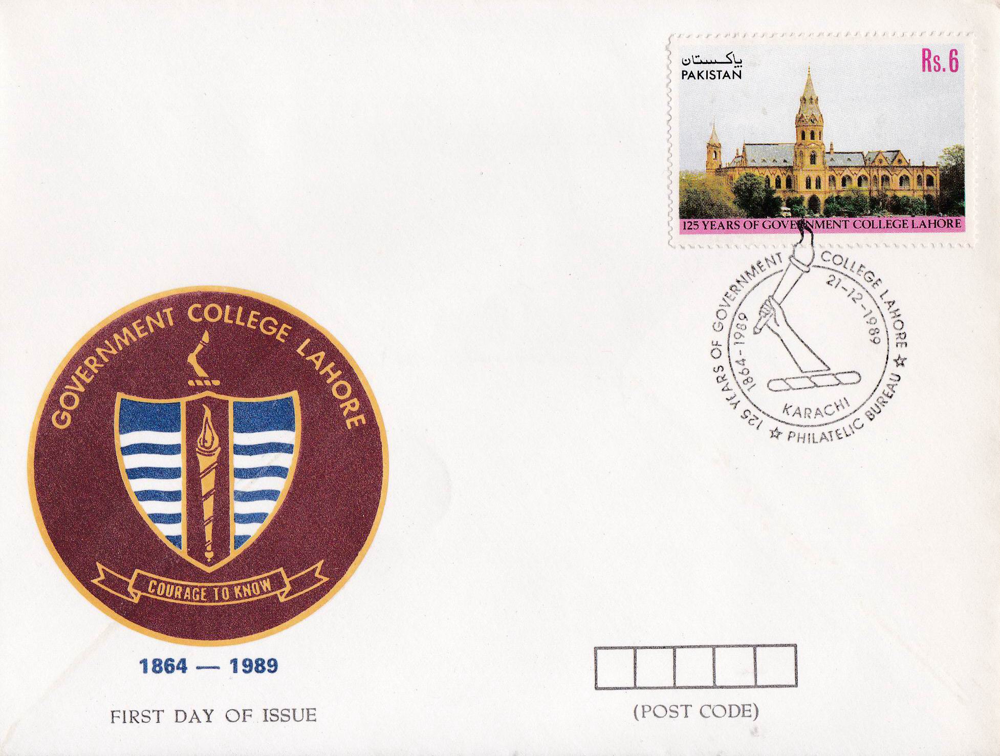 (image for) Pakistan Fdc 1989 Brochure & Stamp Govt College Lahore