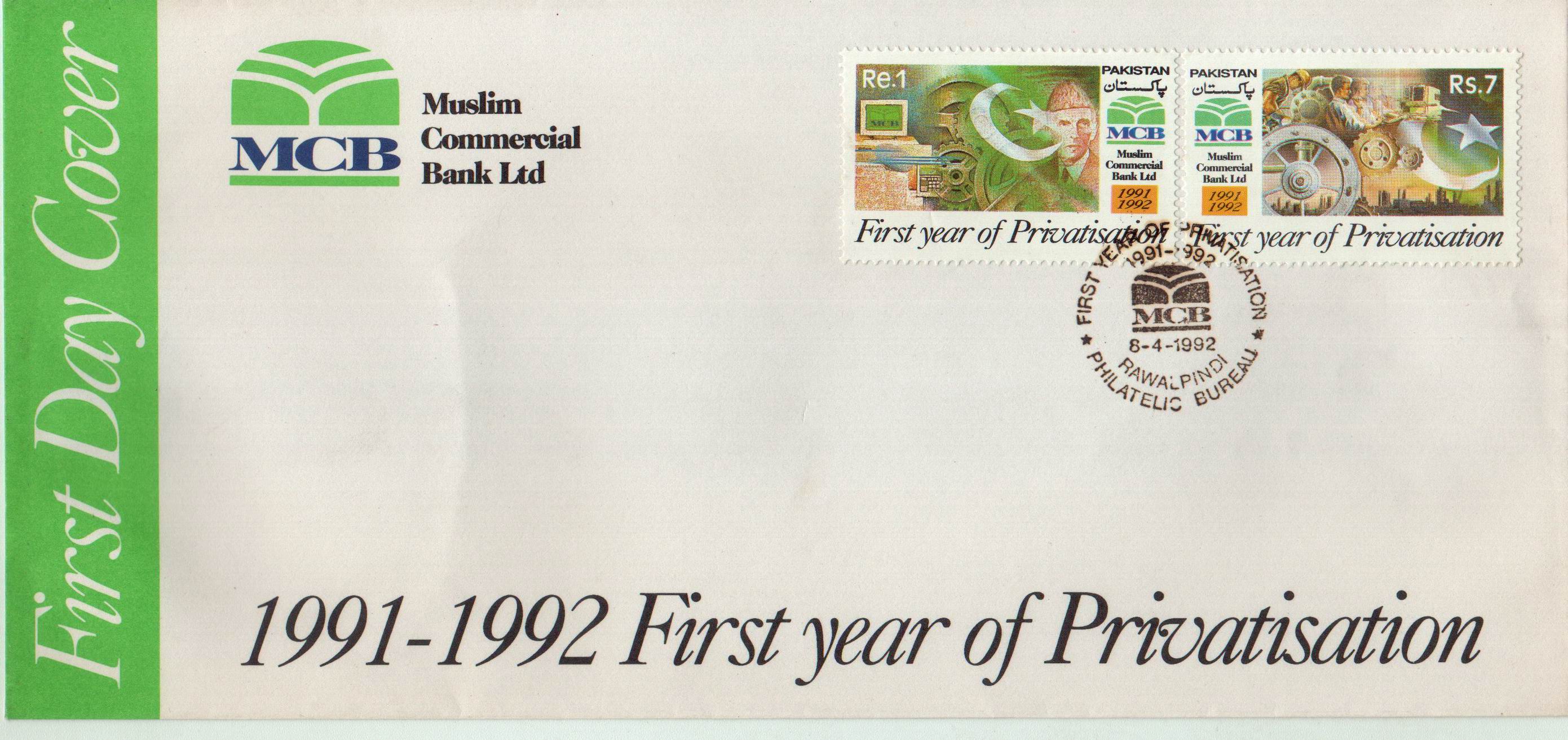 Pakistan Fdc 1992 Brochure & Stamps Muslim Commercial Bank Ltd - Click Image to Close