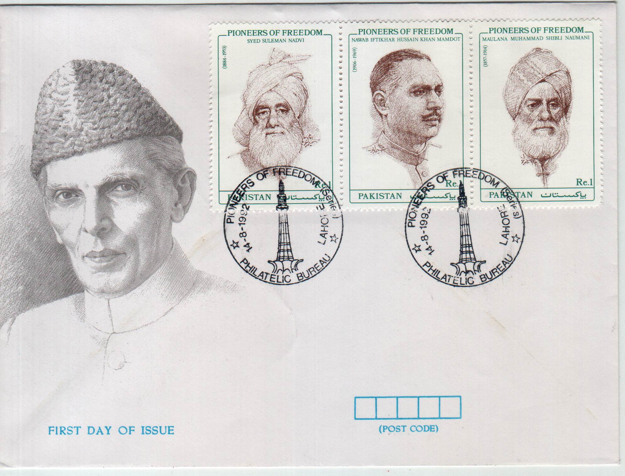 Pakistan Fdc 1992 Brochure & Stamps Pioneer Of Freedom - Click Image to Close