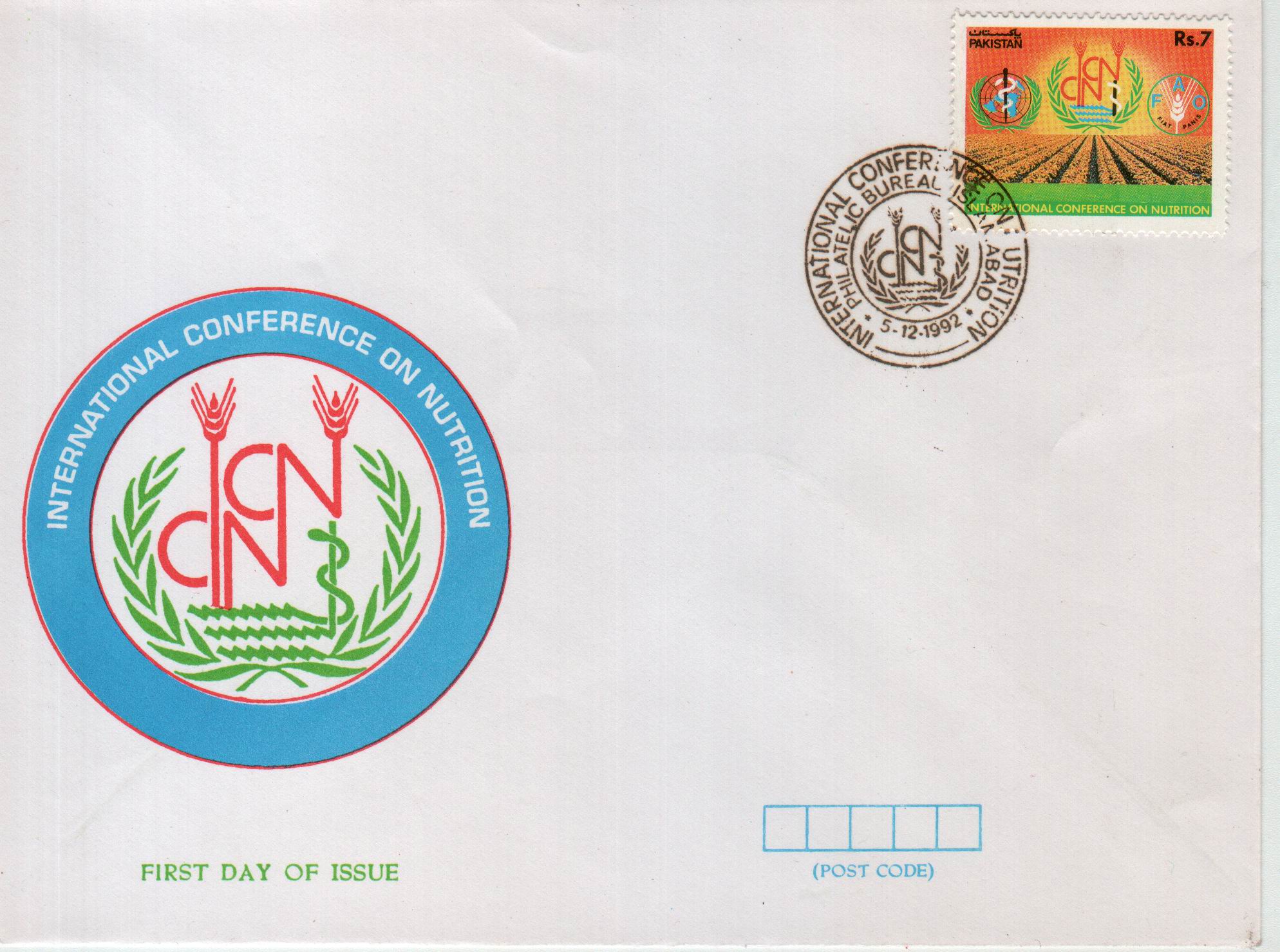 (image for) Pakistan Fdc 1992 Brochure Stamp Conference Nutrition