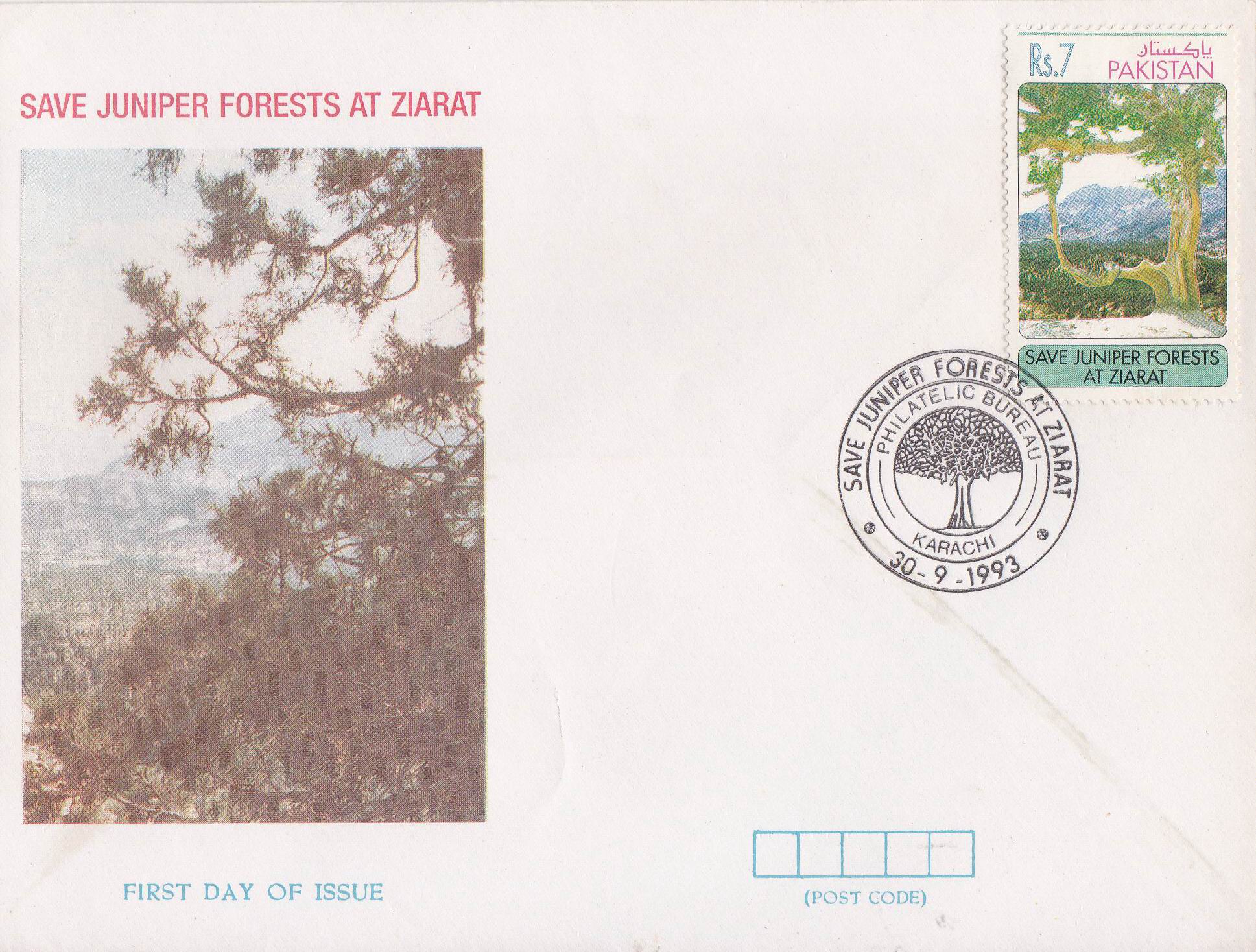 (image for) Pakistan Fdc 1993 Brochure Stamp Juniper Forests At Ziarat