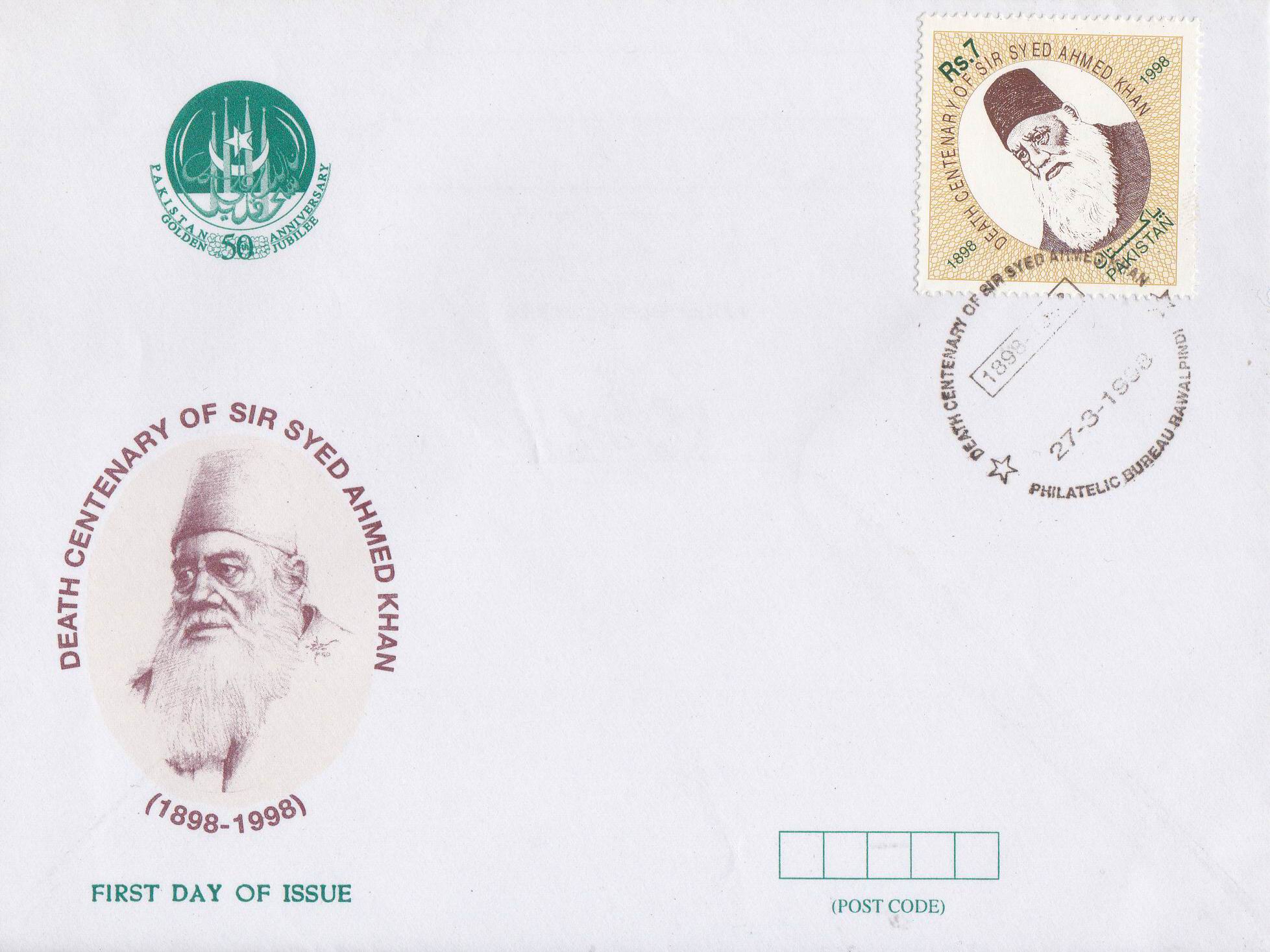 Pakistan Fdc 1998 Brochure & Stamp Sir Syed Ahmed Khan - Click Image to Close