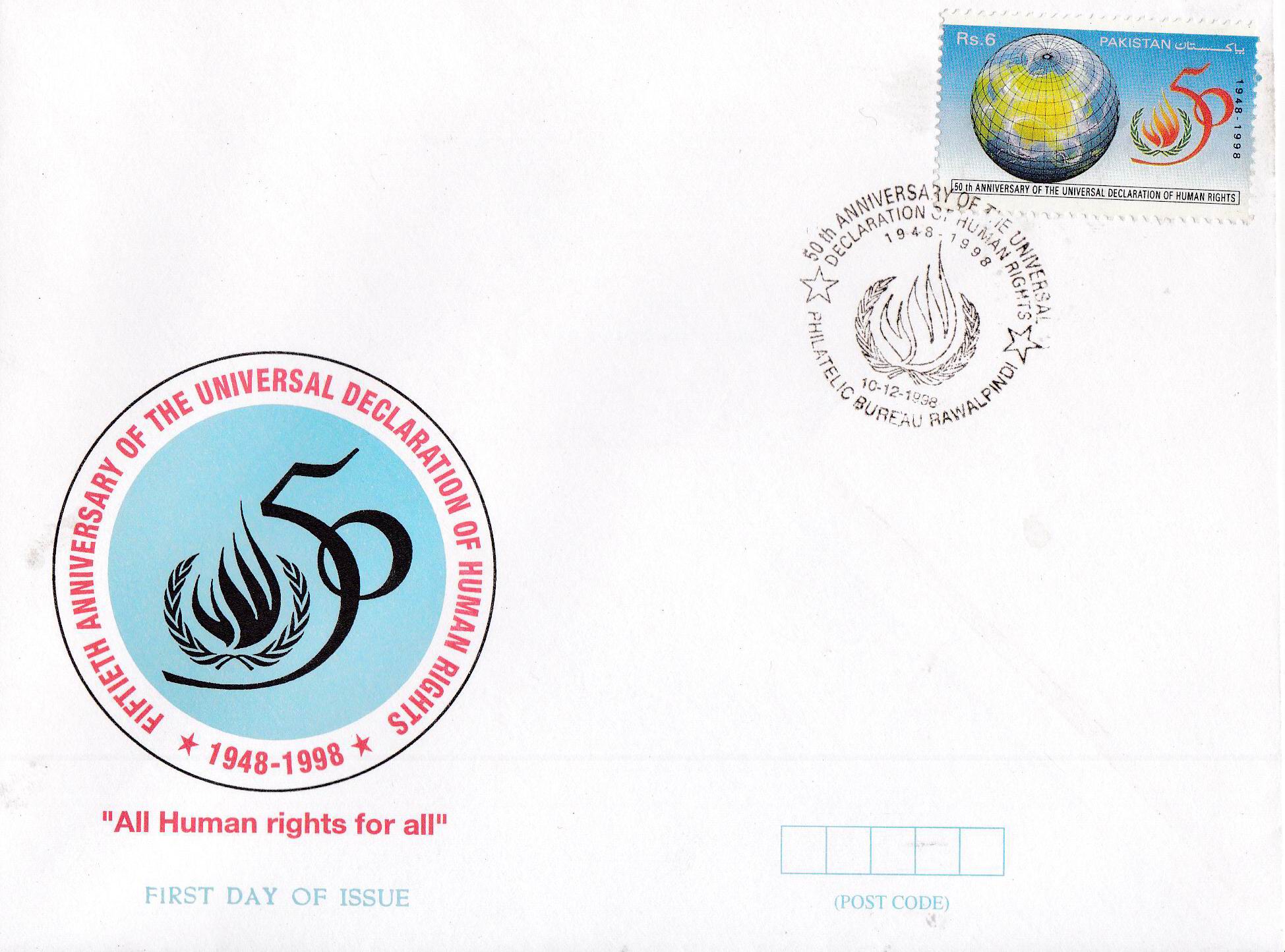 (image for) Pakistan Fdc 1998 Brochure & Stamp Declaration Human Rights