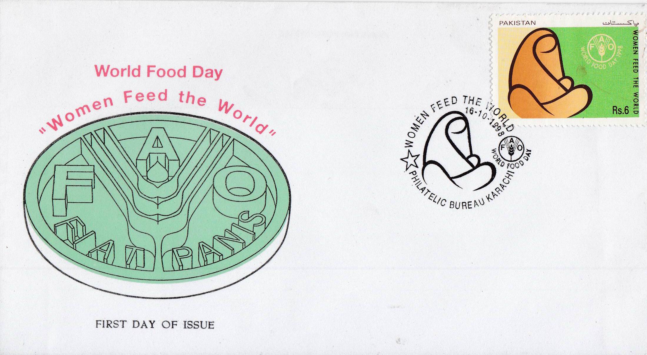 Pakistan Fdc 1998 Brochure & Stamp World Food Day Women Feed FAO - Click Image to Close