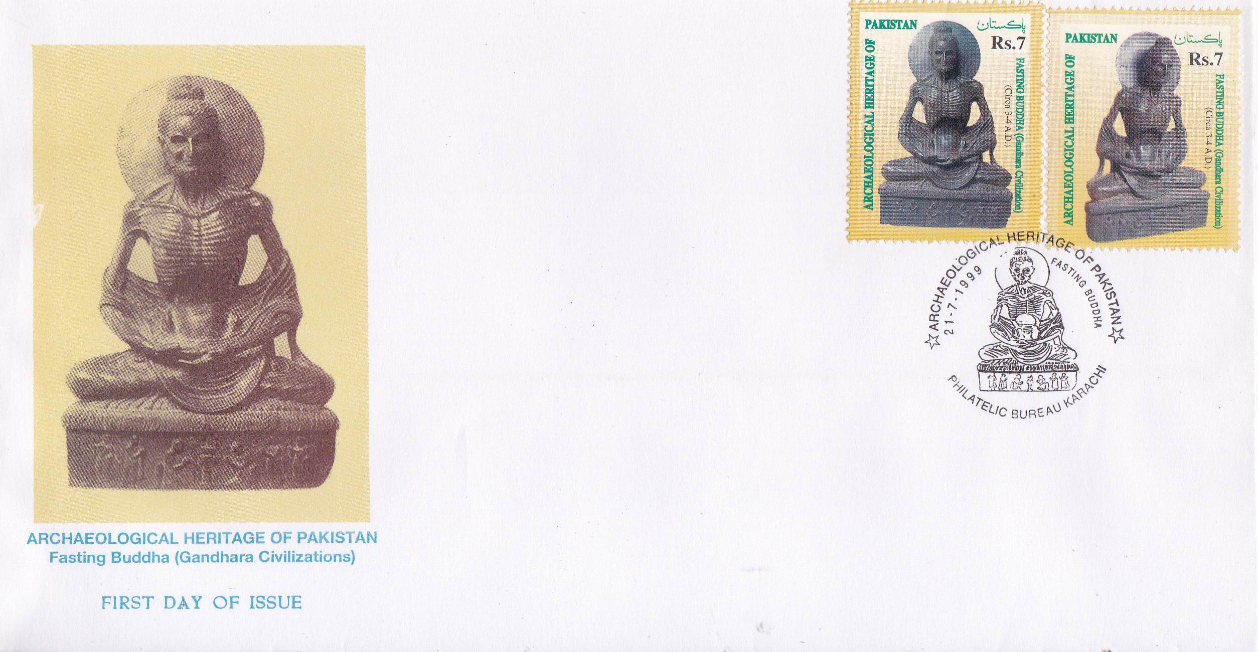 Pakistan Fdc 1999 Brochure & Stamps Fasting Buddha - Click Image to Close