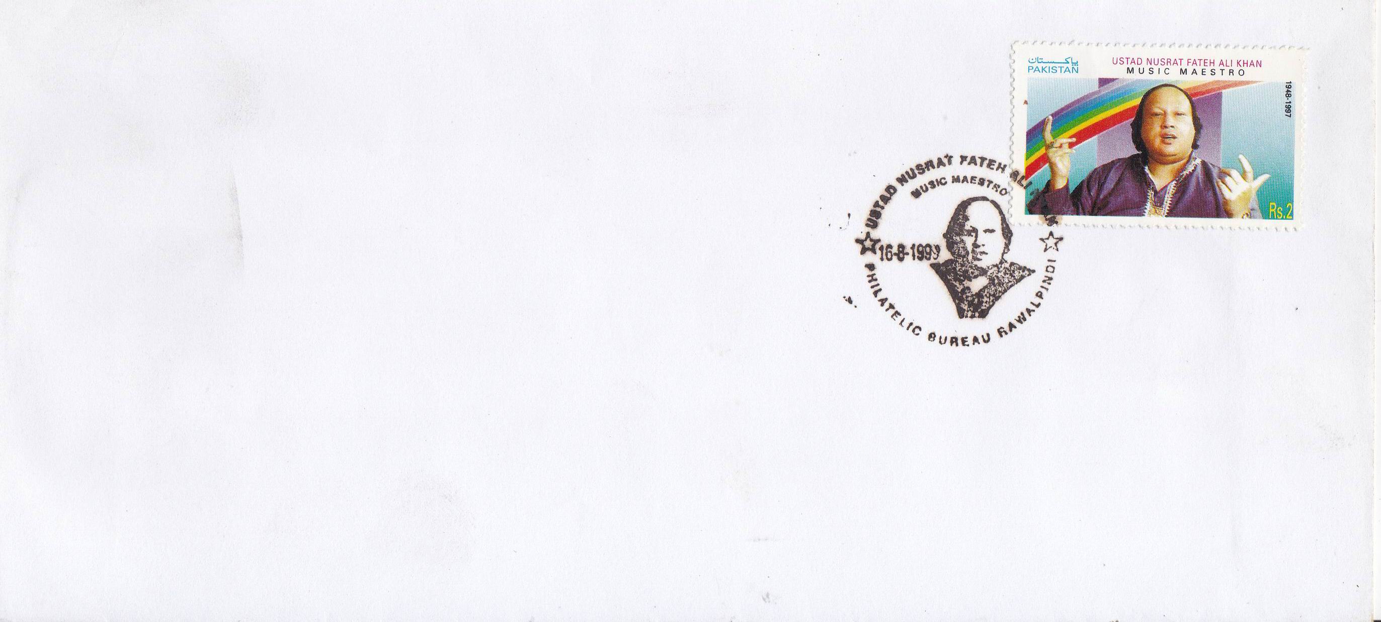 Pakistan Fdc 1999 Brochure & Stamp Ustad Nusrat Fateh Ali Khan - Click Image to Close