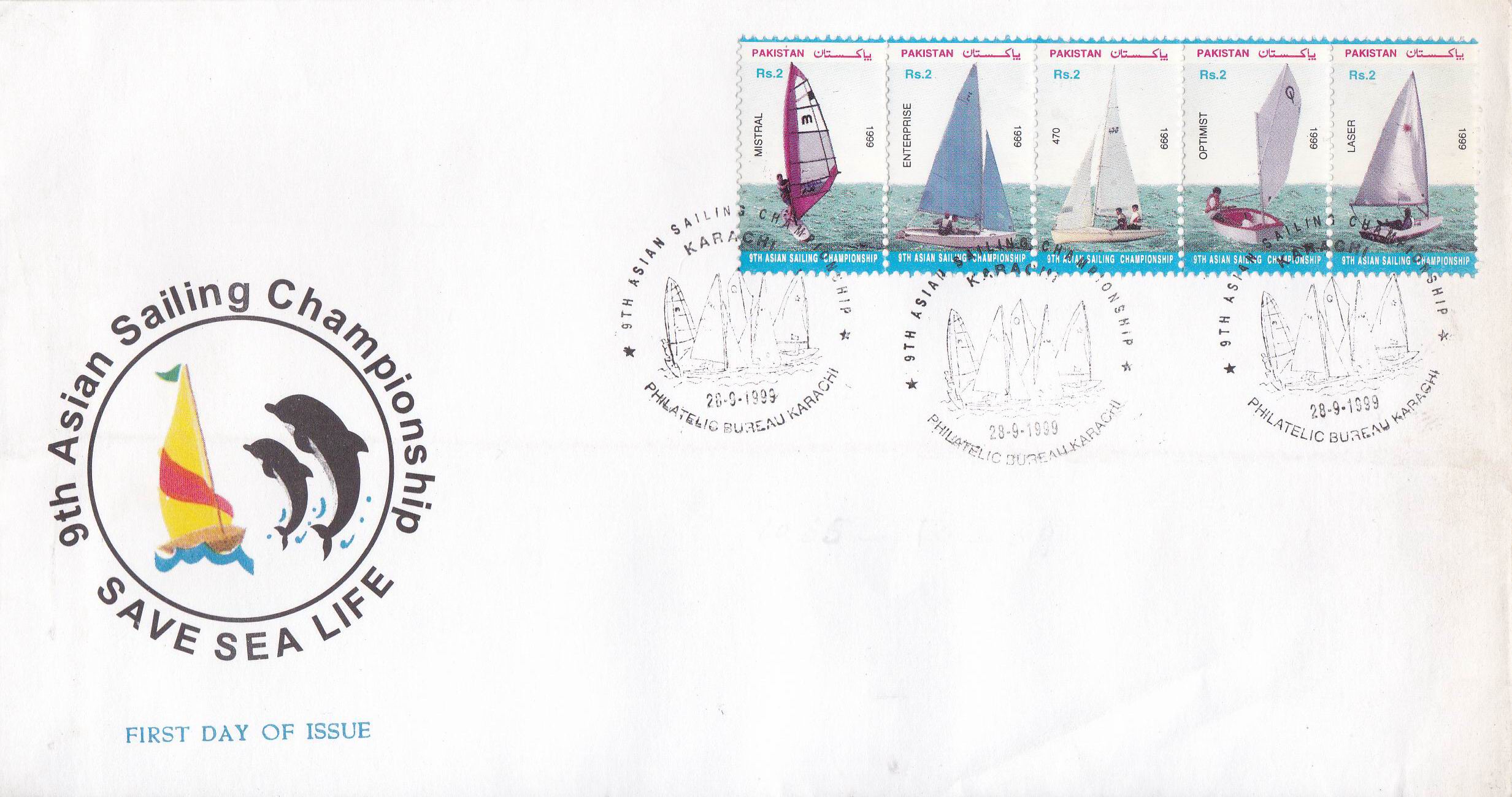 Pakistan Fdc 1999 Brochure & Stamps Asian Sailing Championship - Click Image to Close
