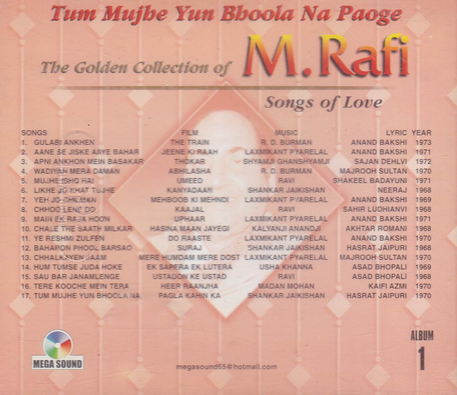 (image for) Golden Collection Of Mohammad Rafi Vol 1 MS CD Superb Recording