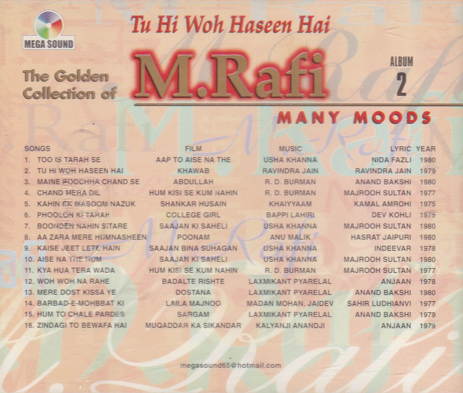 (image for) Golden Collection Of Mohammad Rafi Vol 2 MS CD Superb Recording
