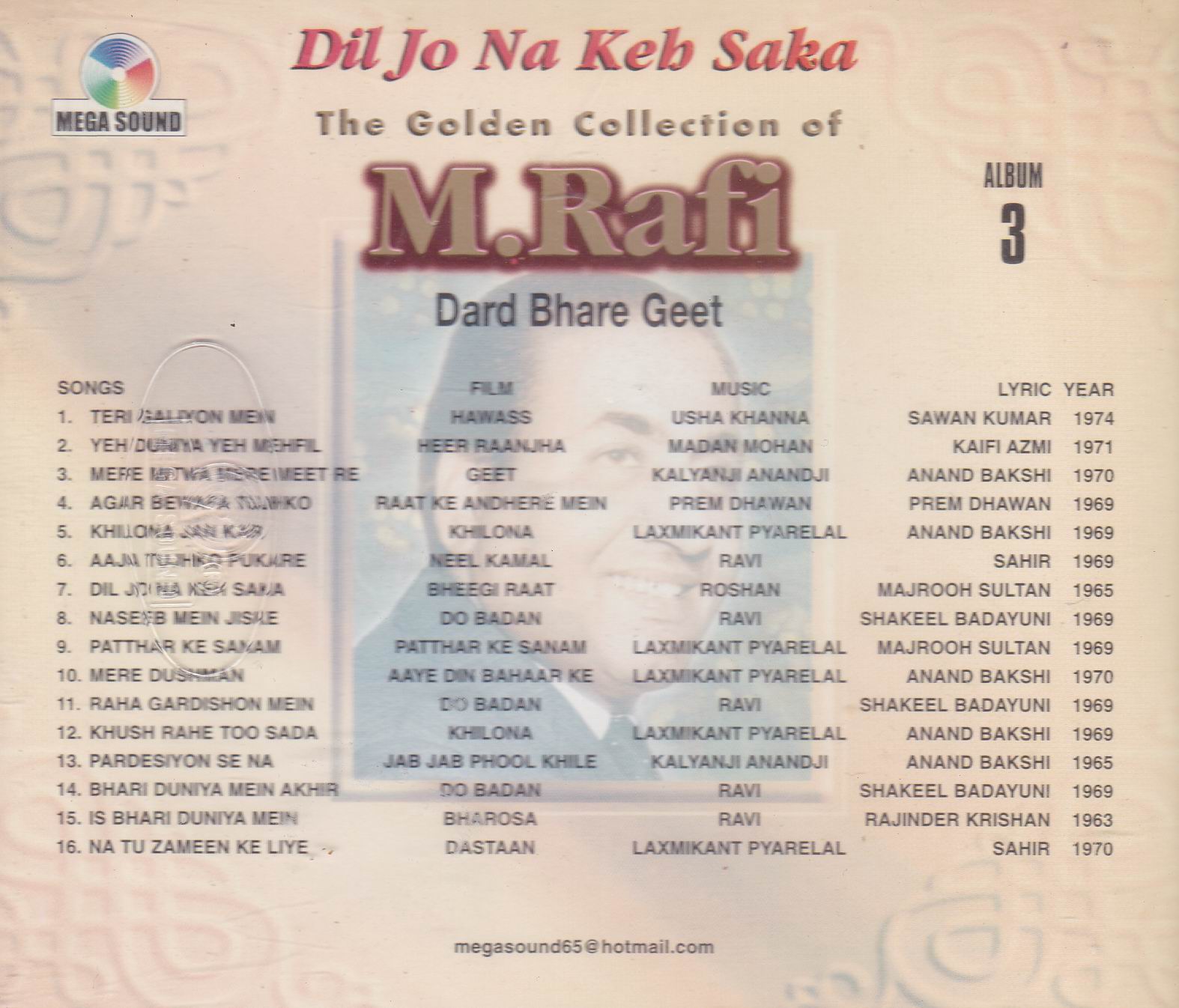 (image for) Golden Collection Of Mohammad Rafi Vol 3 MS CD Superb Recording