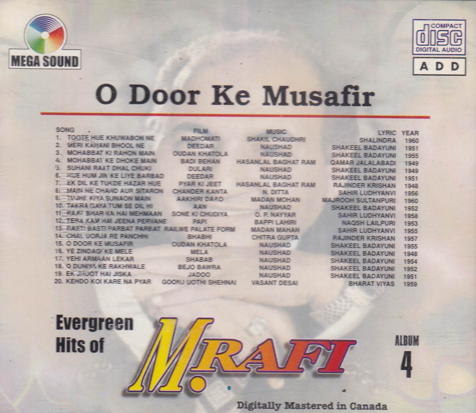Golden Collection Of Mohammad Rafi Vol 4 MS CD Superb Recording - Click Image to Close