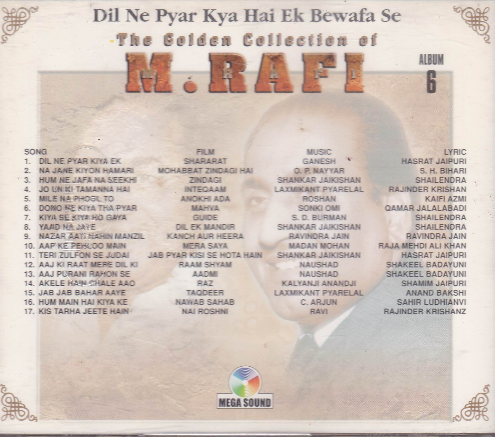 Golden Collection Of Mohammad Rafi Vol 6 MS CD Superb Recording - Click Image to Close