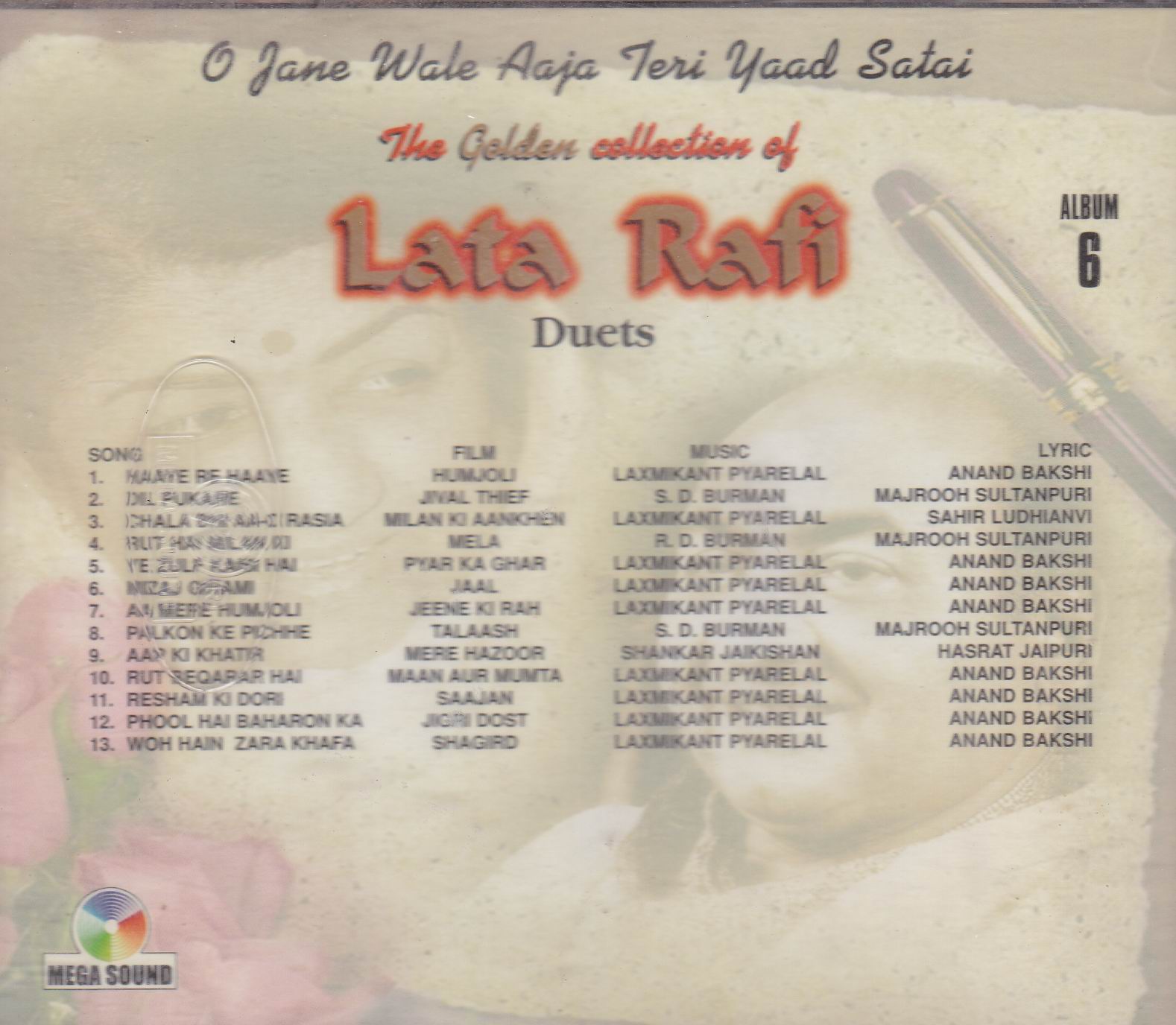 (image for) Golden Collection Of Lata Rafi Vol 6 MS CD Superb Recording