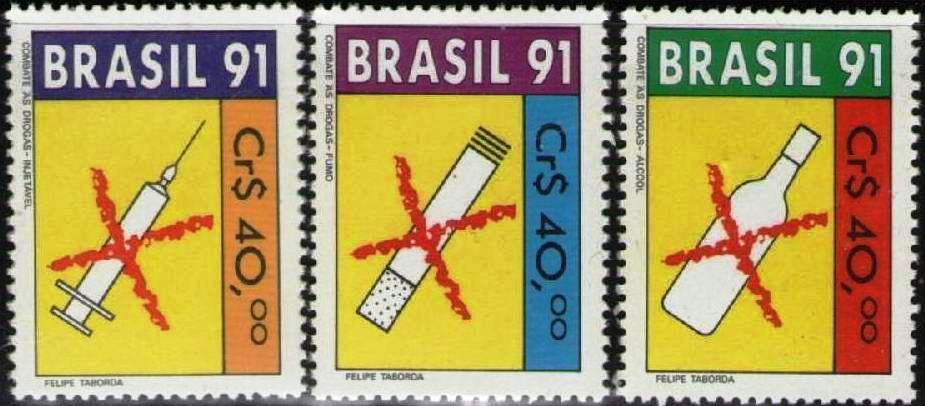 (image for) Brazil 1991 Stamp Fight Against Alcohol Tobacco Drugs MNH