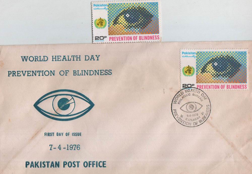 (image for) Pakistan Fdc 1976 & Stamp World Health Day Eye Blindnes