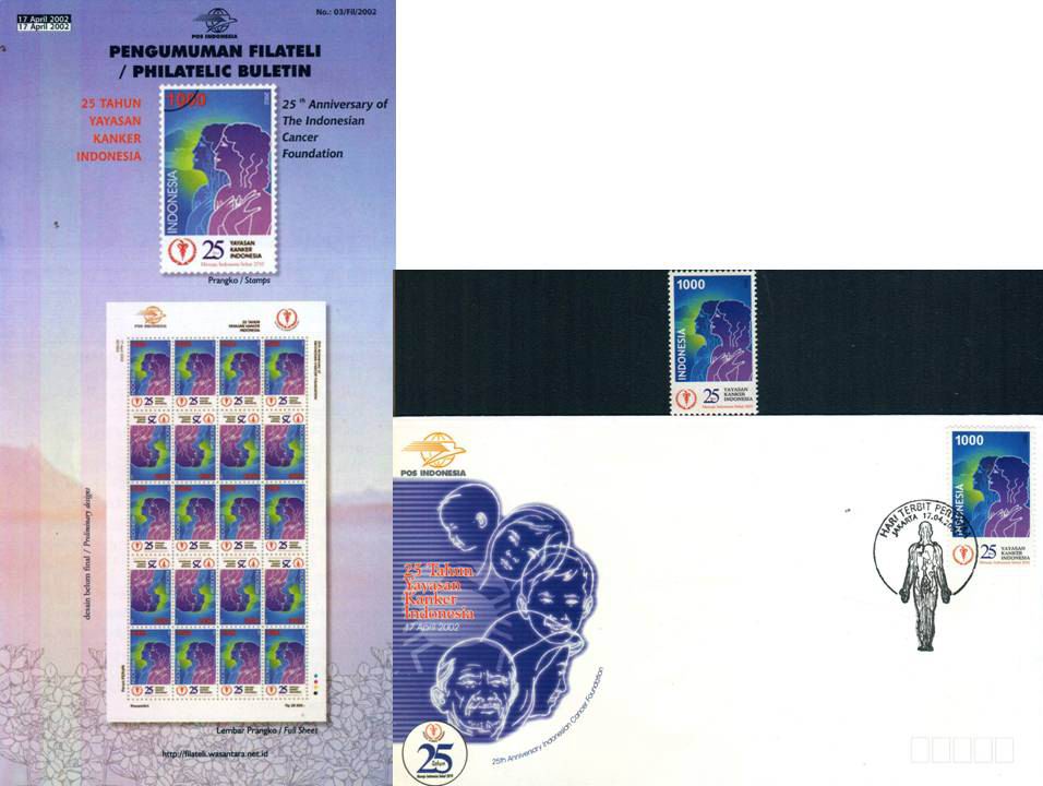 (image for) Indonesia Fdc 2002 & Mint Stamp Fight Against Cancer