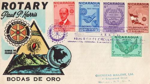 (image for) Nicargua Fdc 1955 Rotary International
