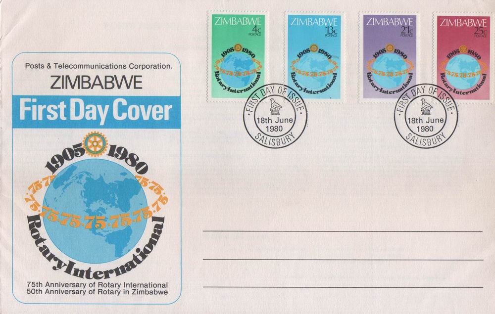 (image for) Zimbabwe Fdc 1980 Rotary International