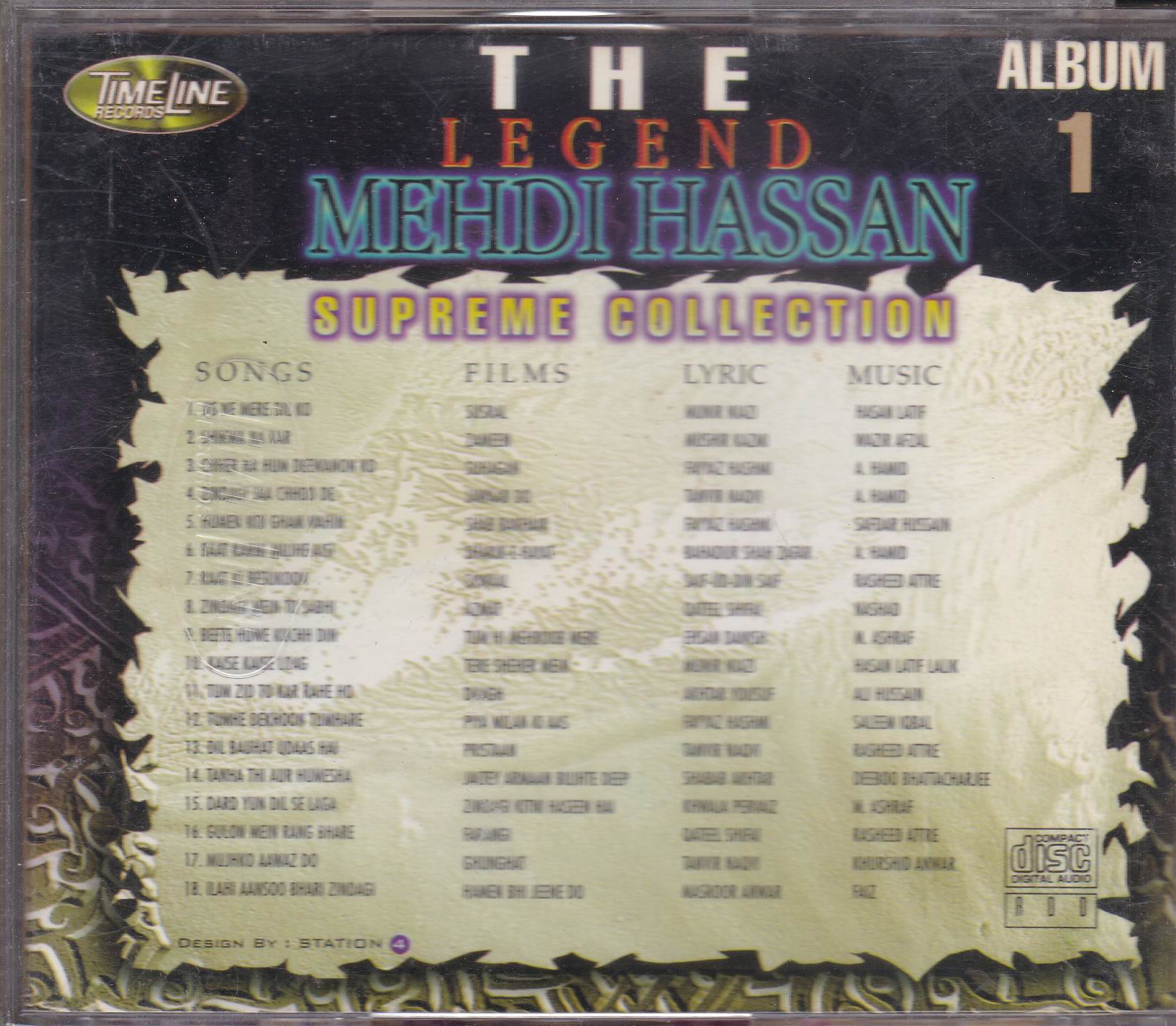 Mehdi Hassan Film Hits Vol 1 TL CD Superb Recording - Click Image to Close