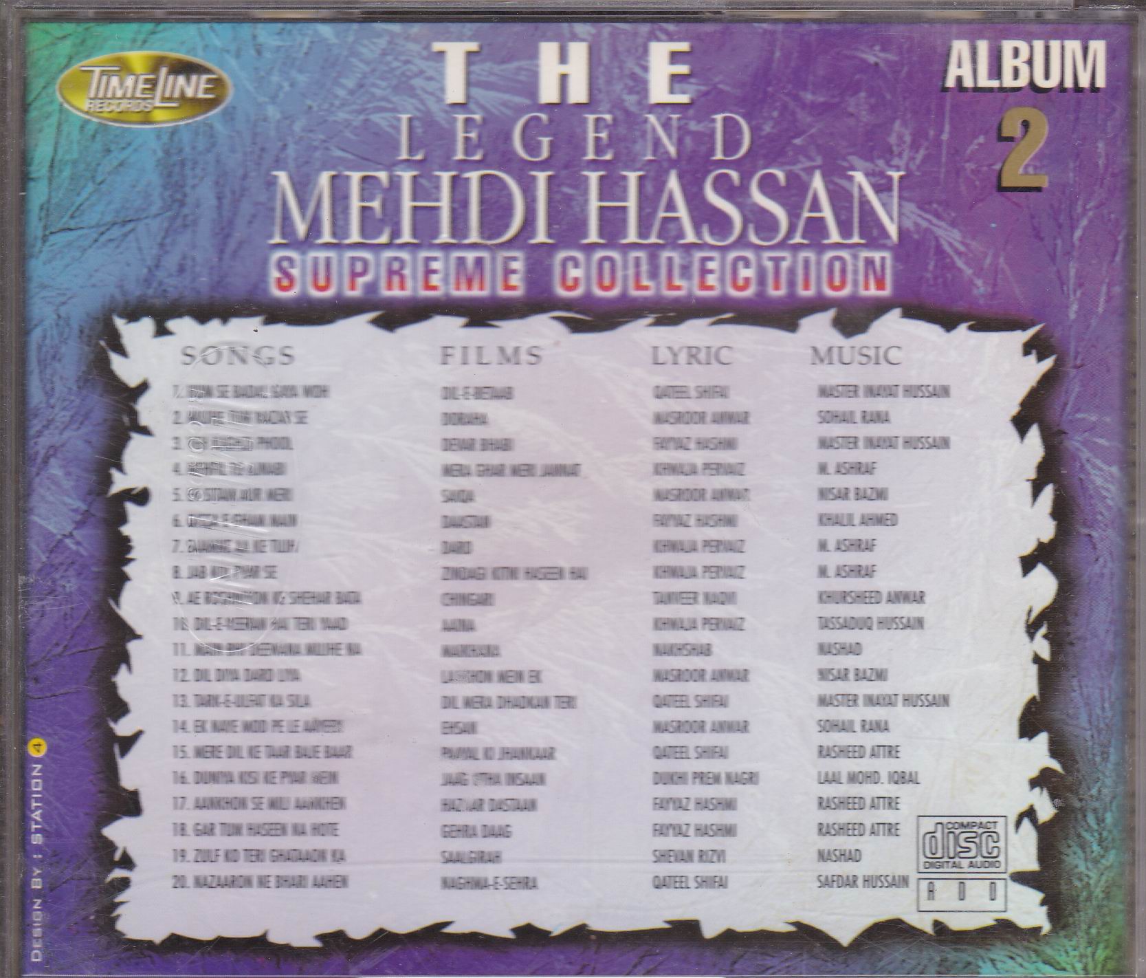 Mehdi Hassan Film Hits Vol 2 TL CD Superb Recording - Click Image to Close