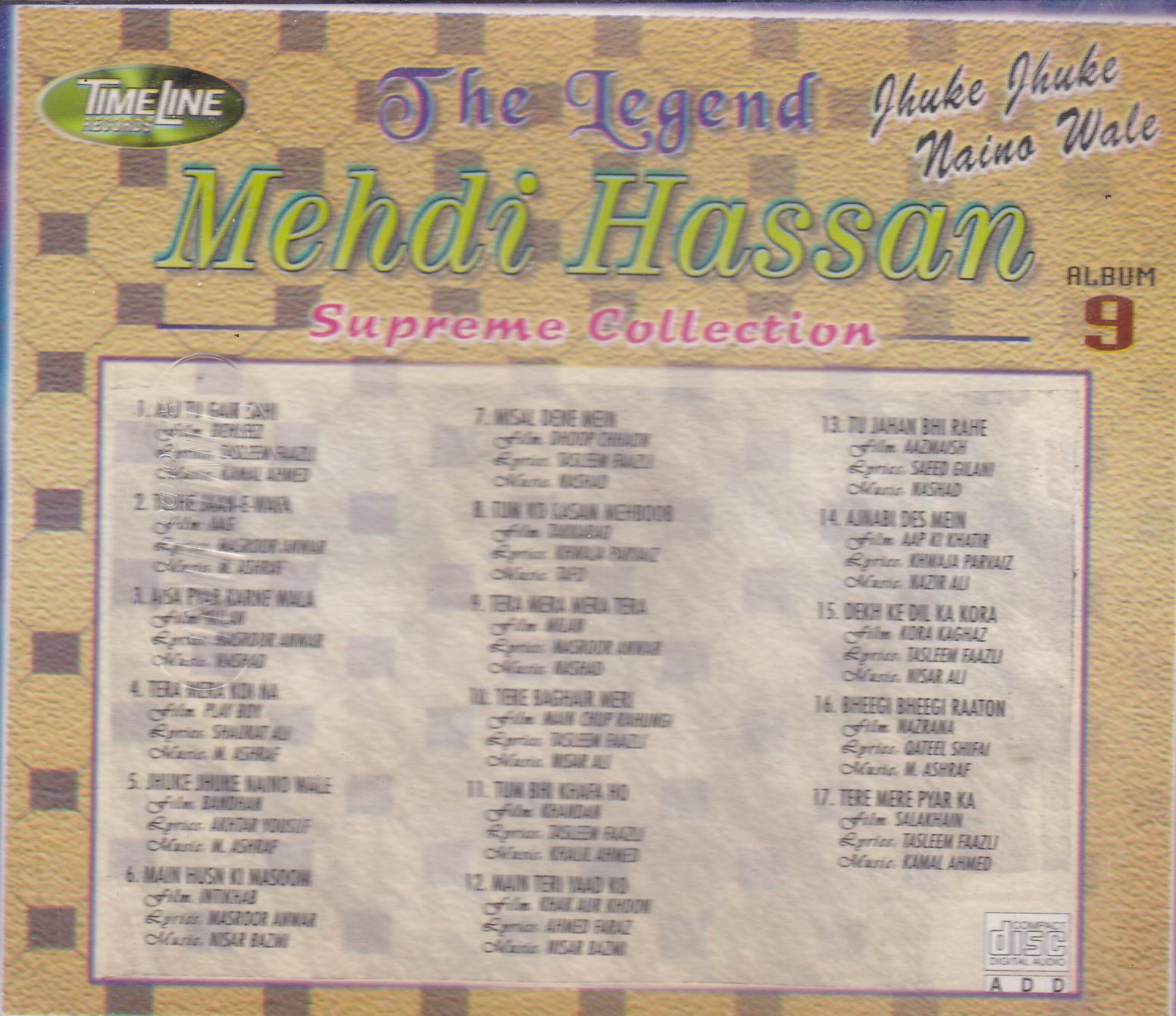 Mehdi Hassan Film Hits Vol 9 TL CD Superb Recording - Click Image to Close