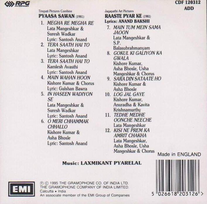 (image for) Indian Cd Pyaasa Sawan Raaste Pyar Ke EMI CD