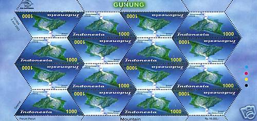 (image for) Indonesia 2003 Stamp Sheet Mountain Shaped